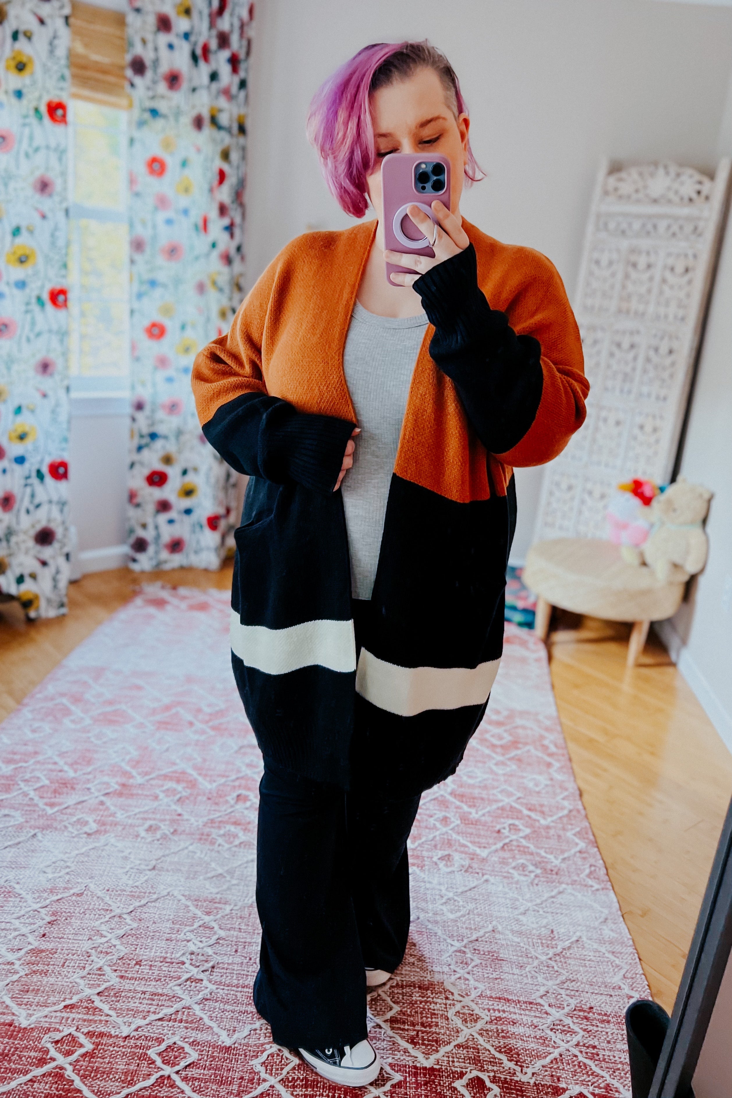 Layer Me Up Color Block Knit Open Cardigan