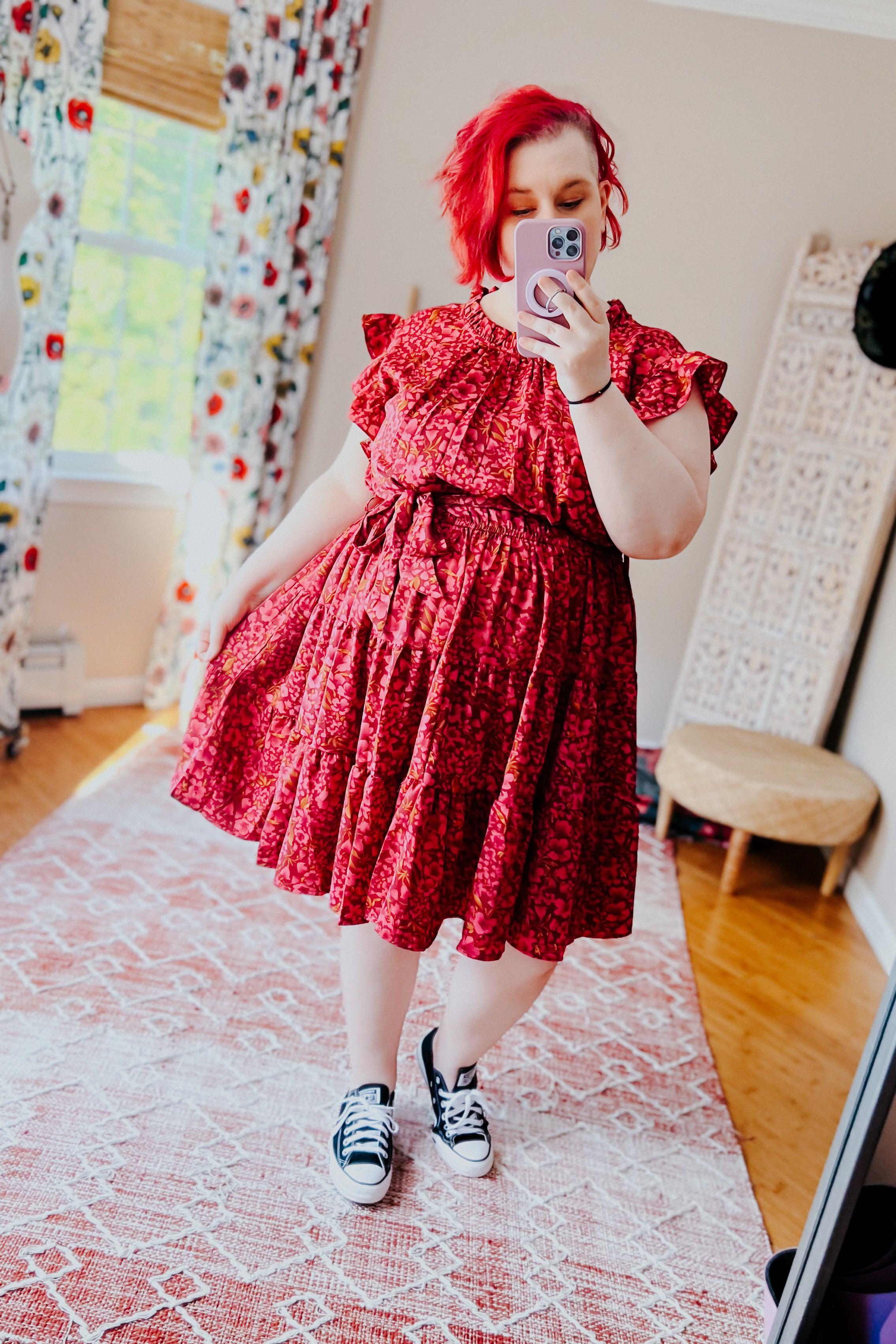Dawn Floral Ruffle Frill Dress - Atomic Wildflower