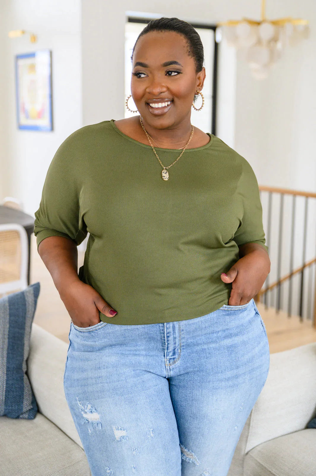 A Day Together Long Sleeve Top • Olive - Atomic Wildflower