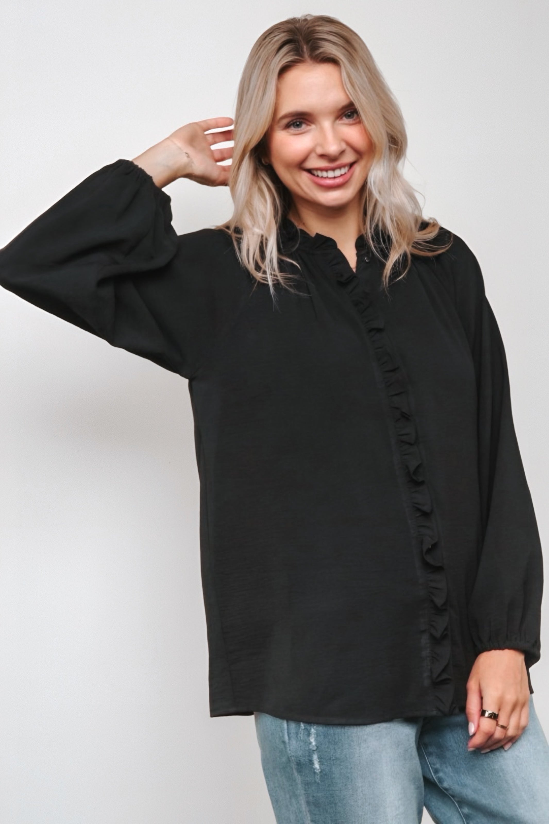 Effortlessly Edgy Button Down Blouse
