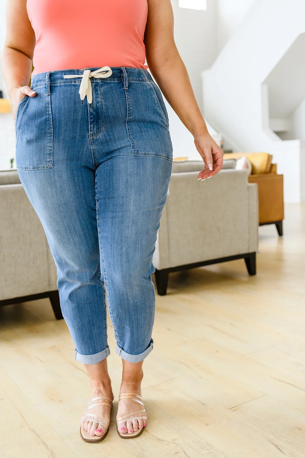 Payton Pull On Denim Joggers - Atomic Wildflower