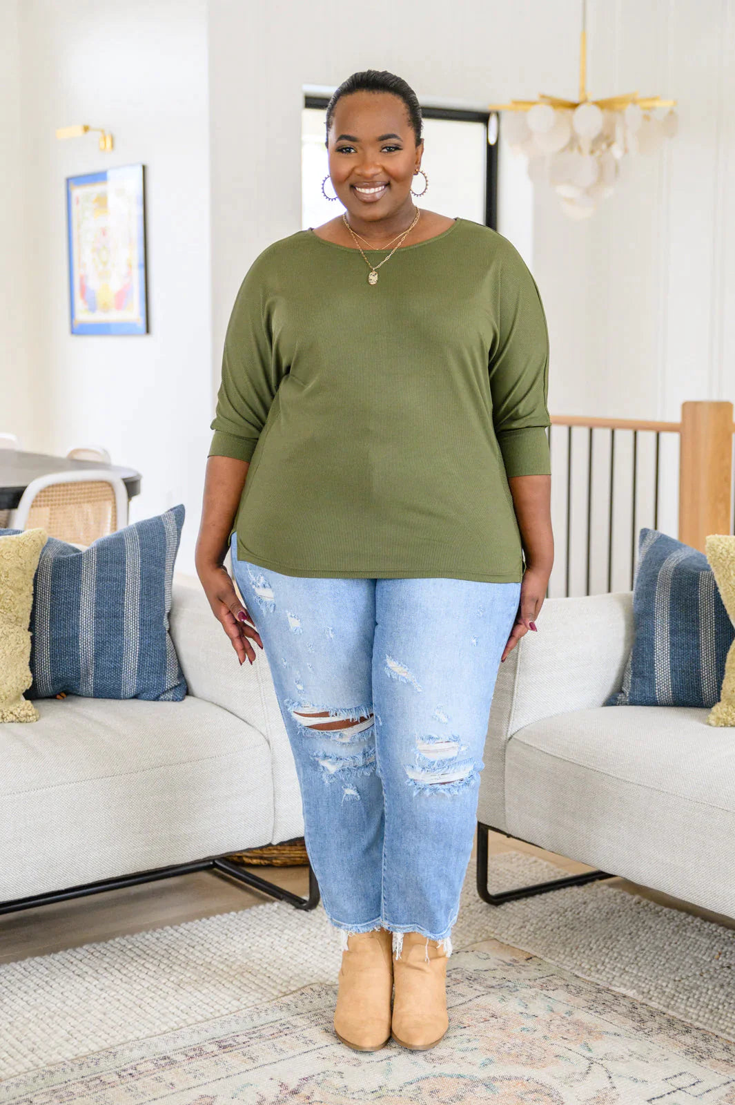 A Day Together Long Sleeve Top • Olive - Atomic Wildflower