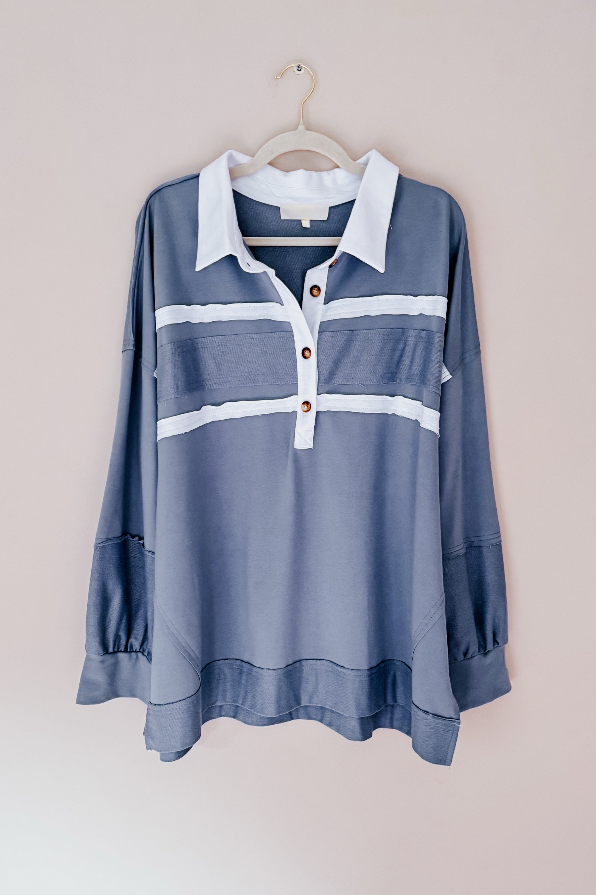 Prep School Chic Polo Top • Slate Blue