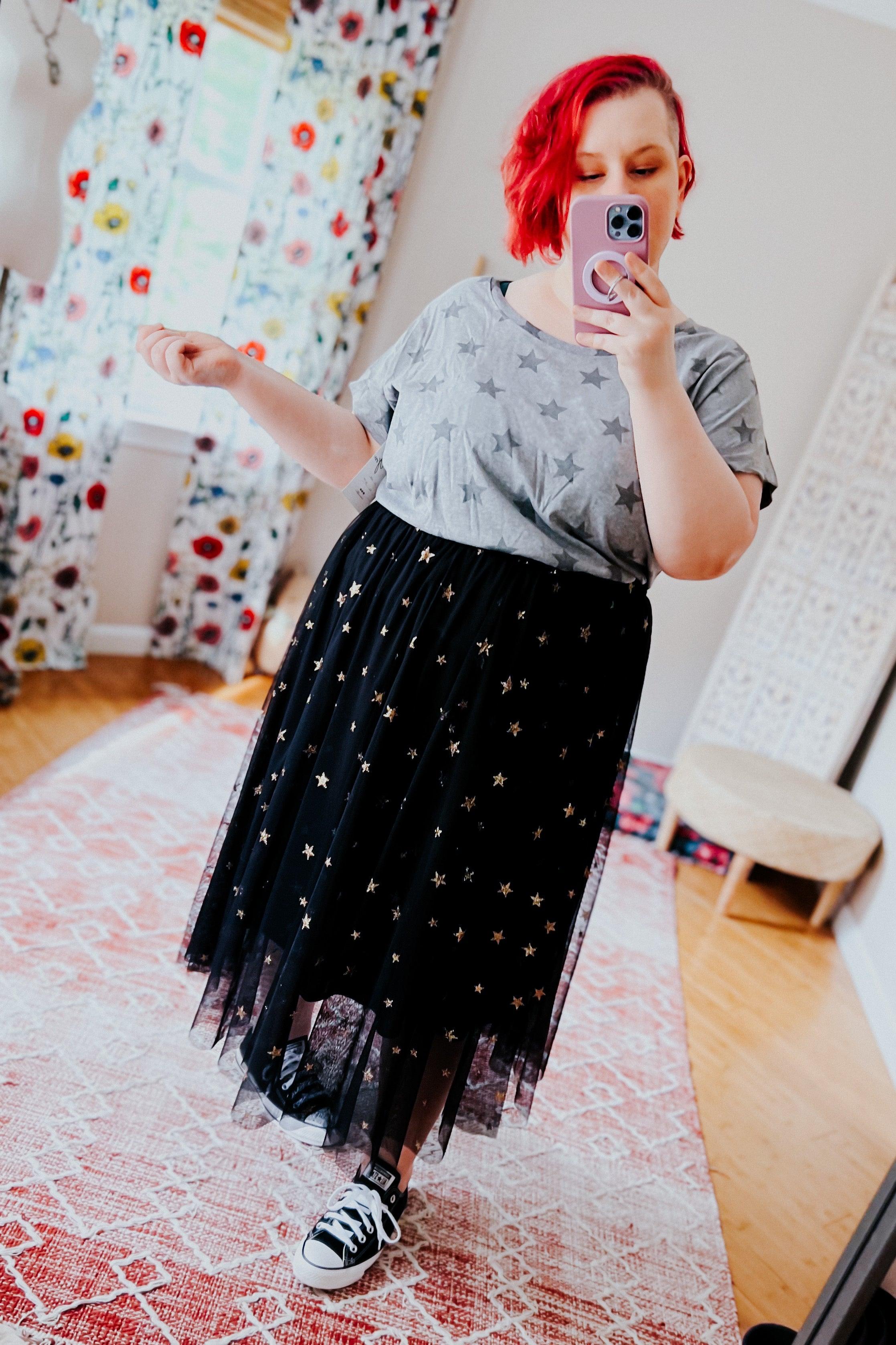 Star Crossed Chiffon Midi Skirt - Atomic Wildflower