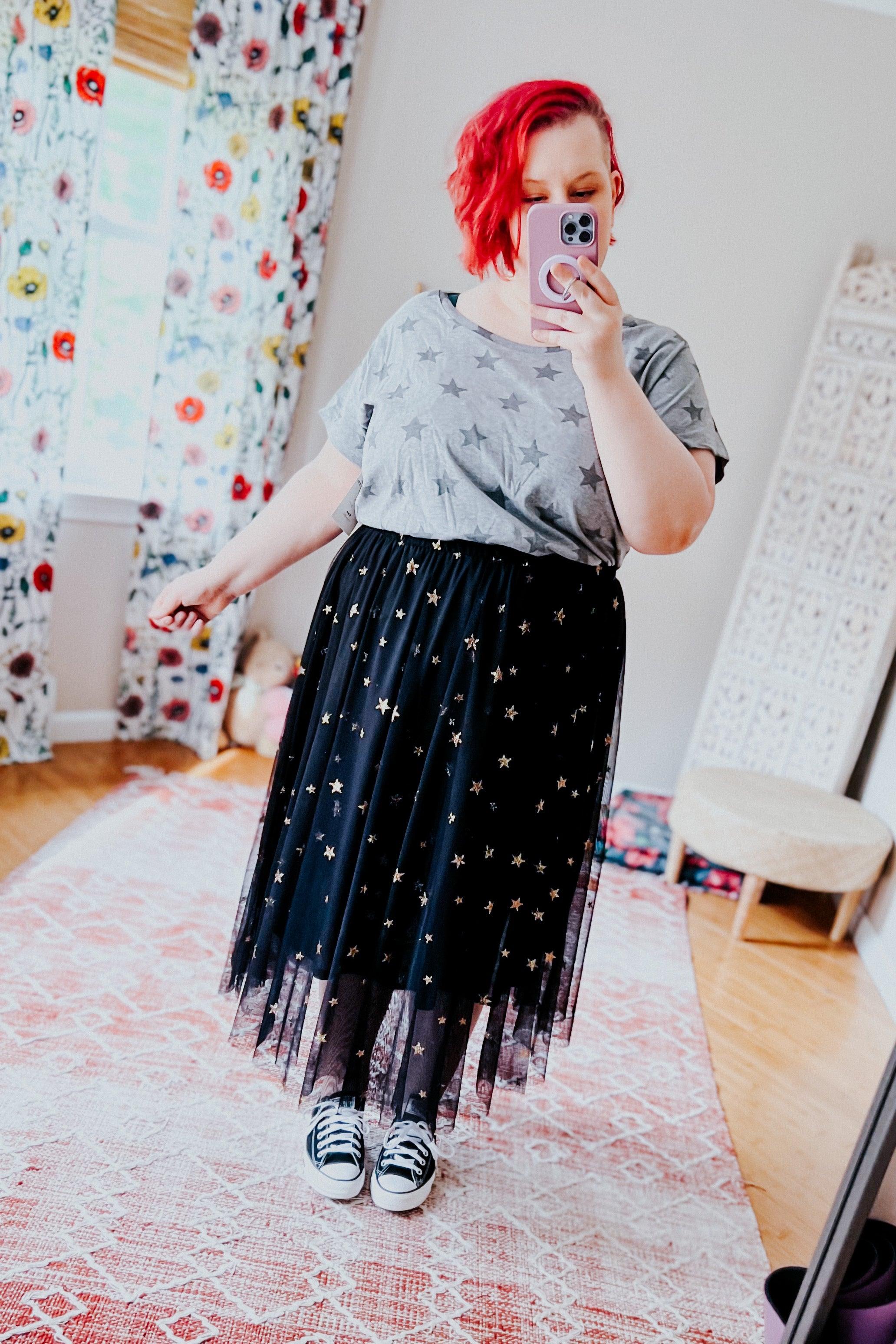 Star Crossed Chiffon Midi Skirt - Atomic Wildflower