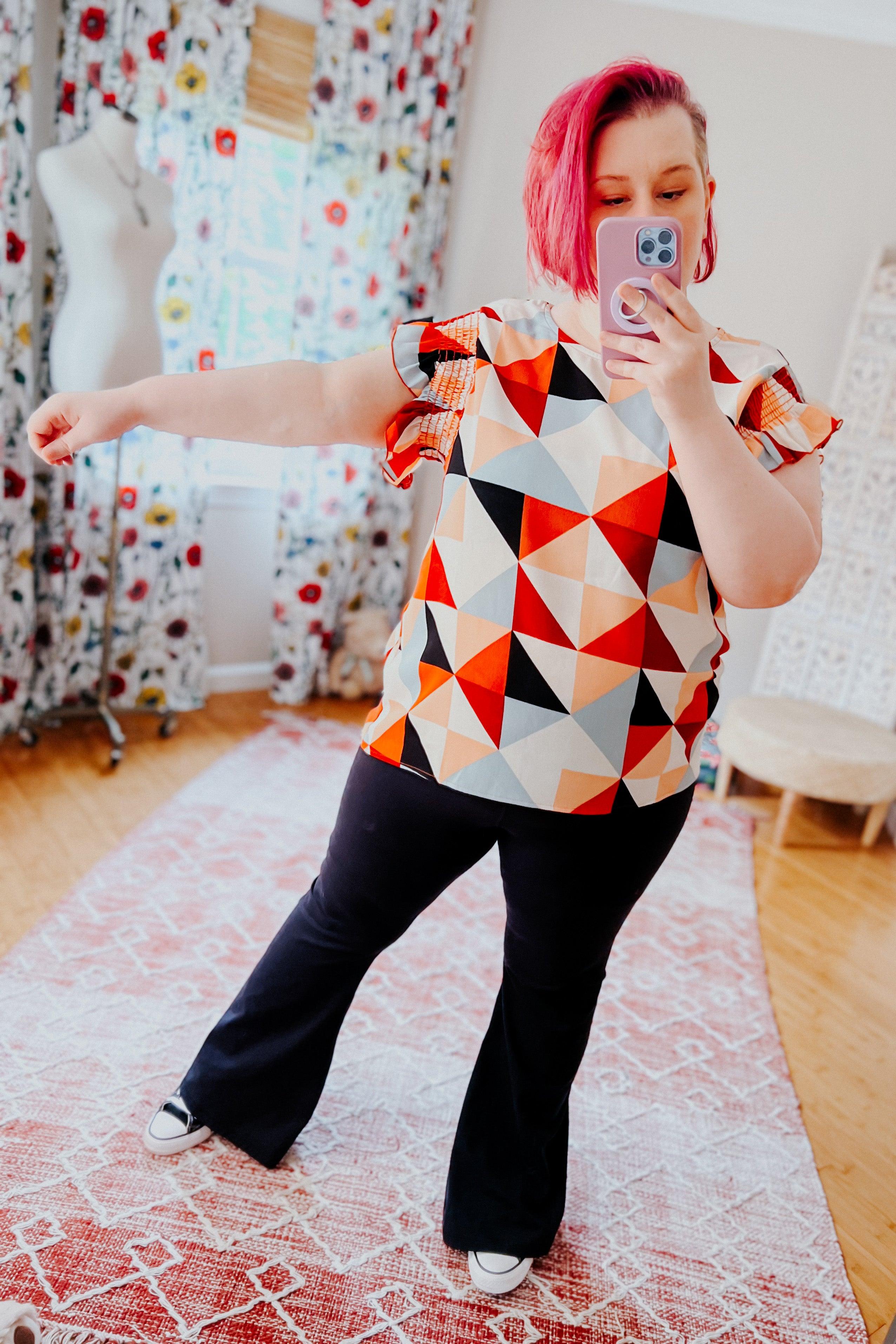Make You Happy Frill Sleeve Top - Atomic Wildflower