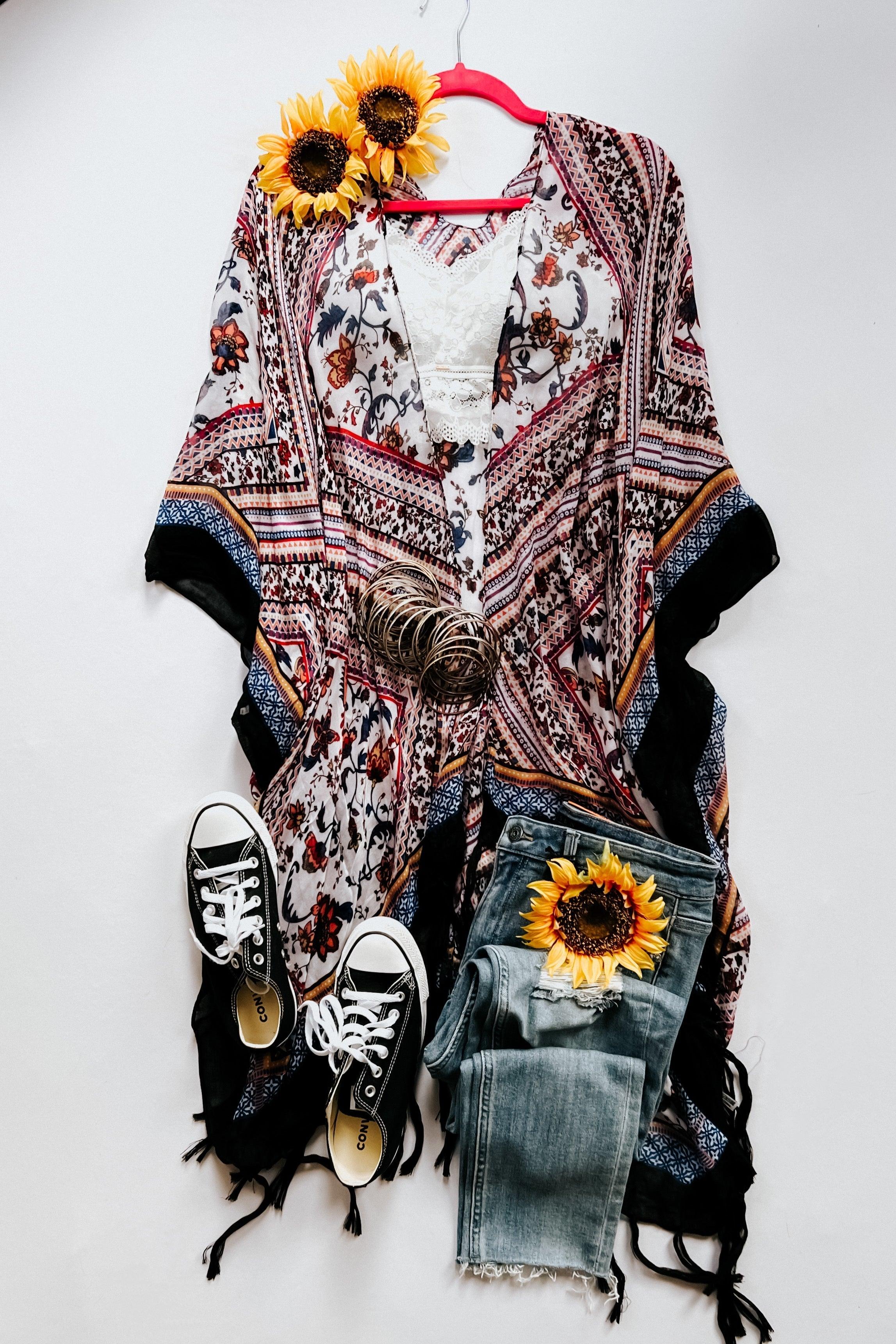 Delia Bohemian Diamond Tassel Kimono Layering Piece • Purple - Atomic Wildflower