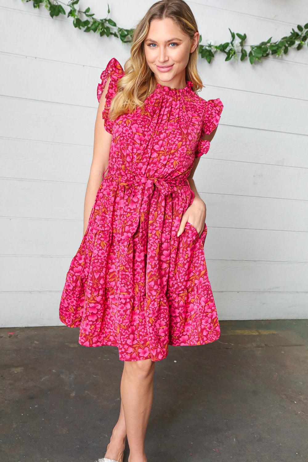 Dawn Floral Ruffle Frill Dress - Atomic Wildflower