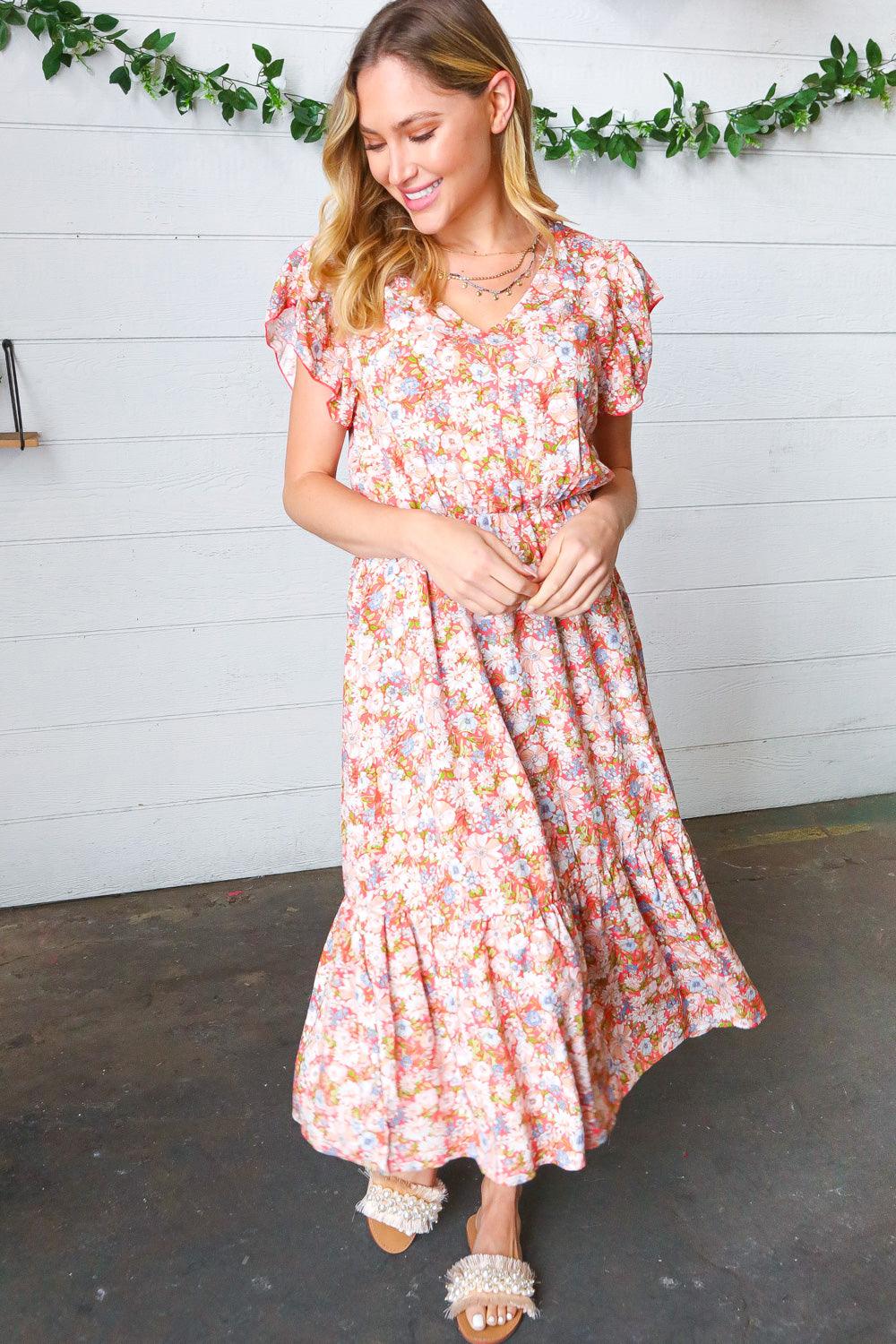 Have It All Boho Ruffle Midi Dress