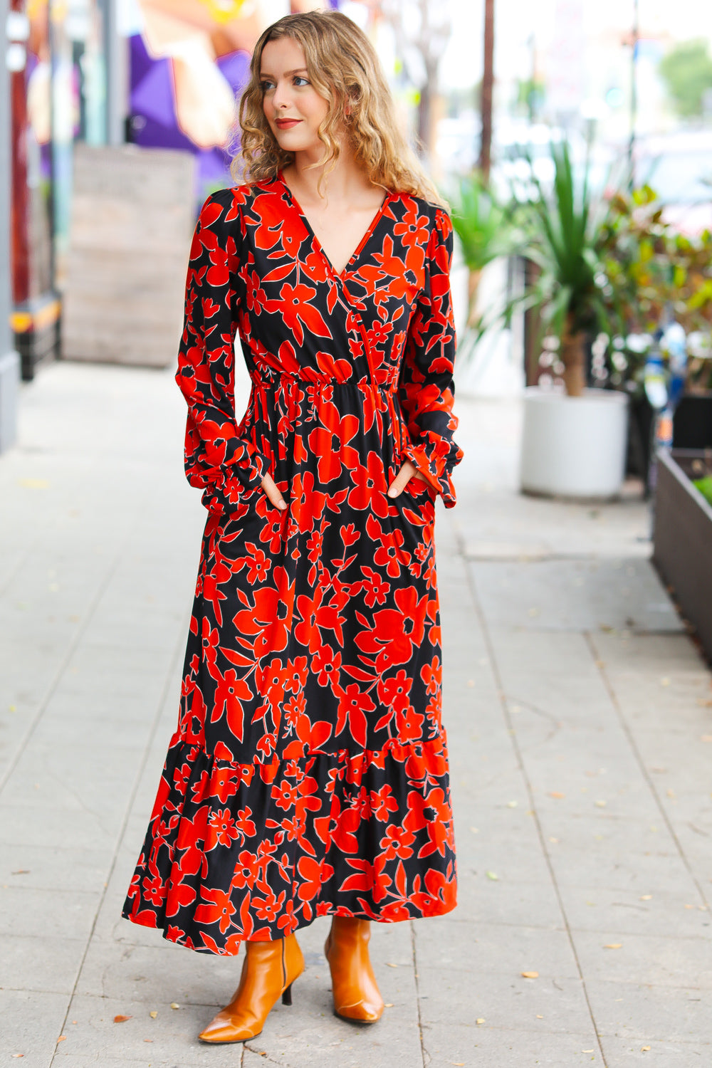 It's A Match Floral Surplice Maxi Dress