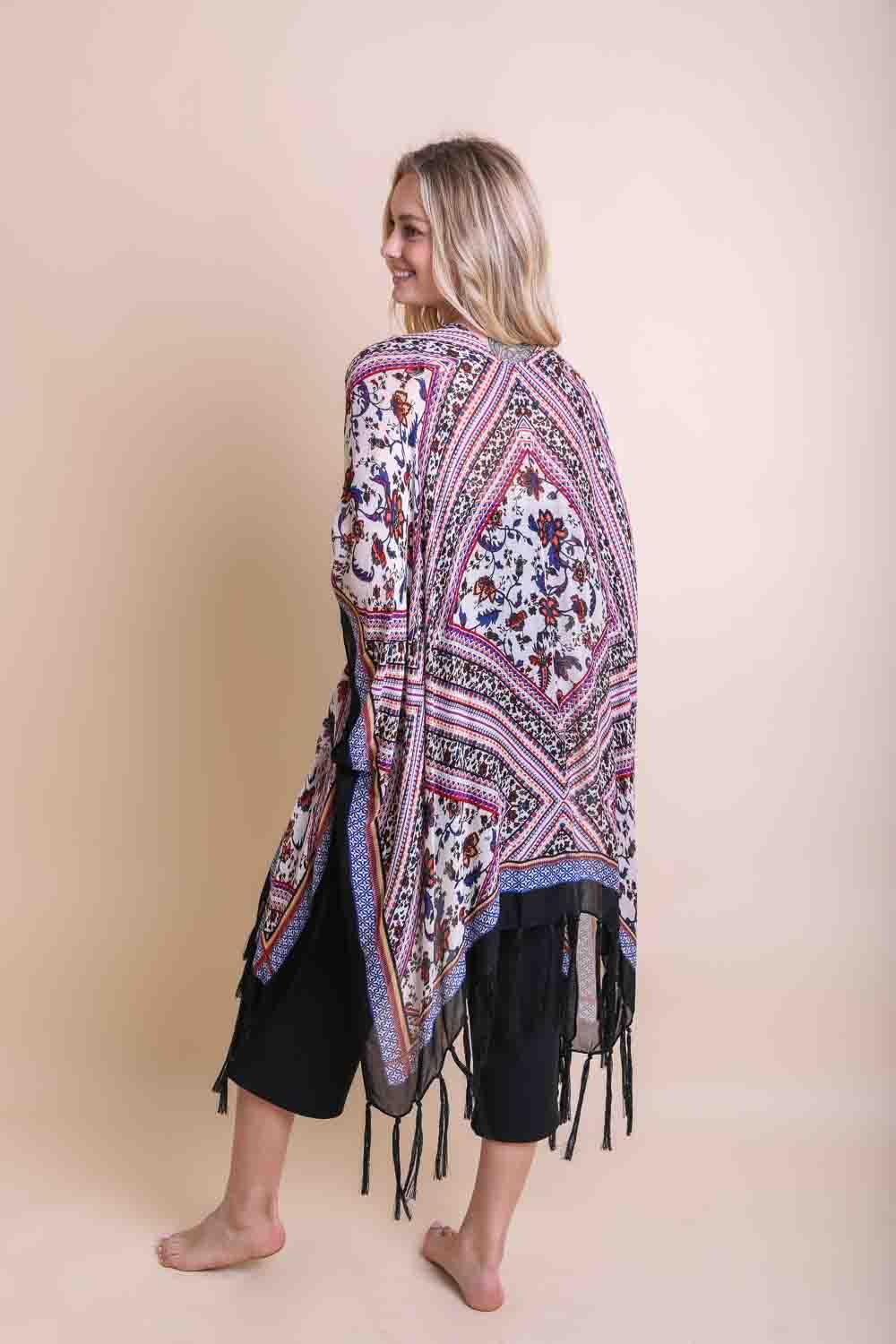 Delia Bohemian Diamond Tassel Kimono Layering Piece • Purple - Atomic Wildflower