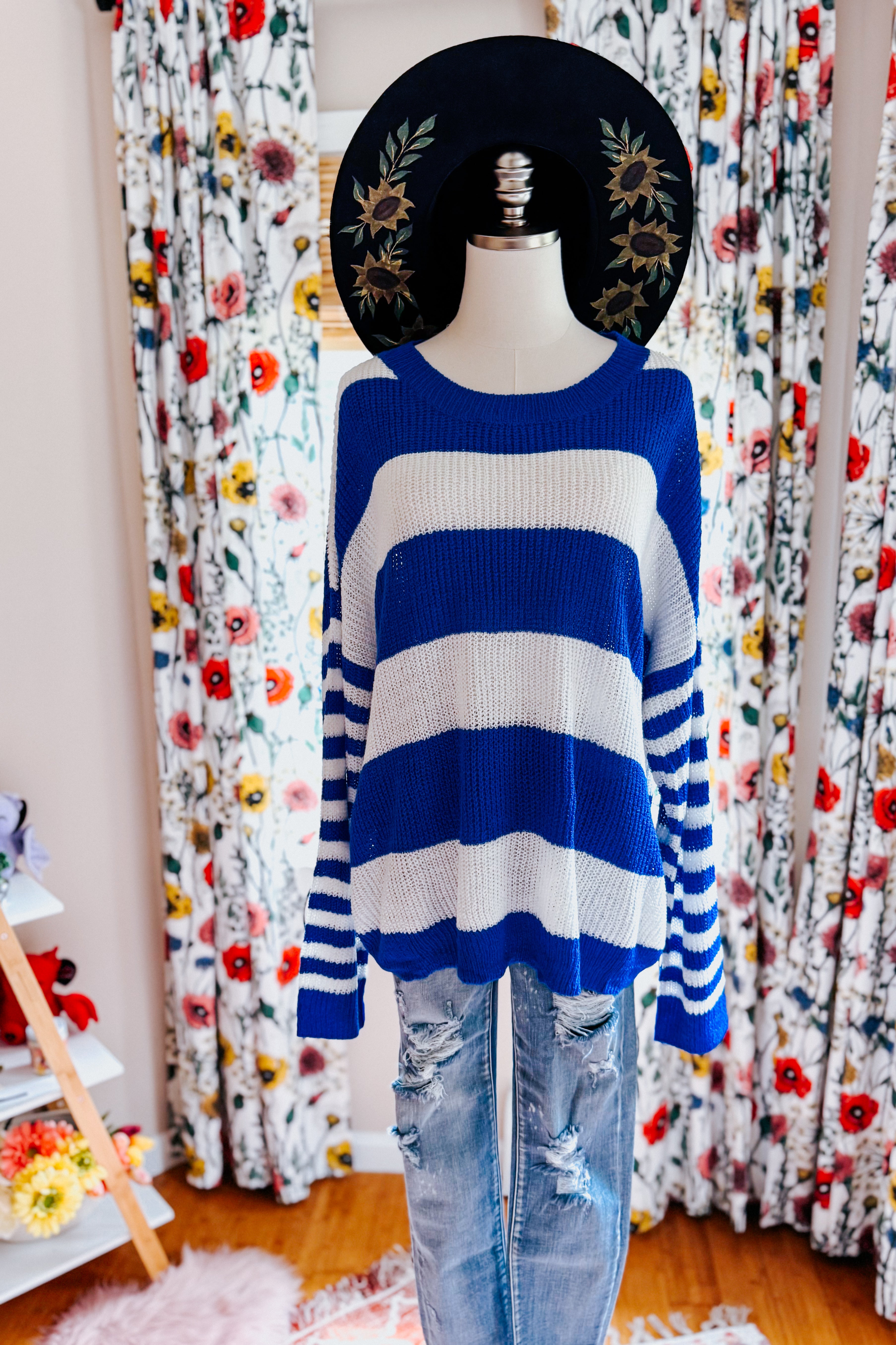 Casual Chaos Drop Shoulder Sweater • Royal Blue