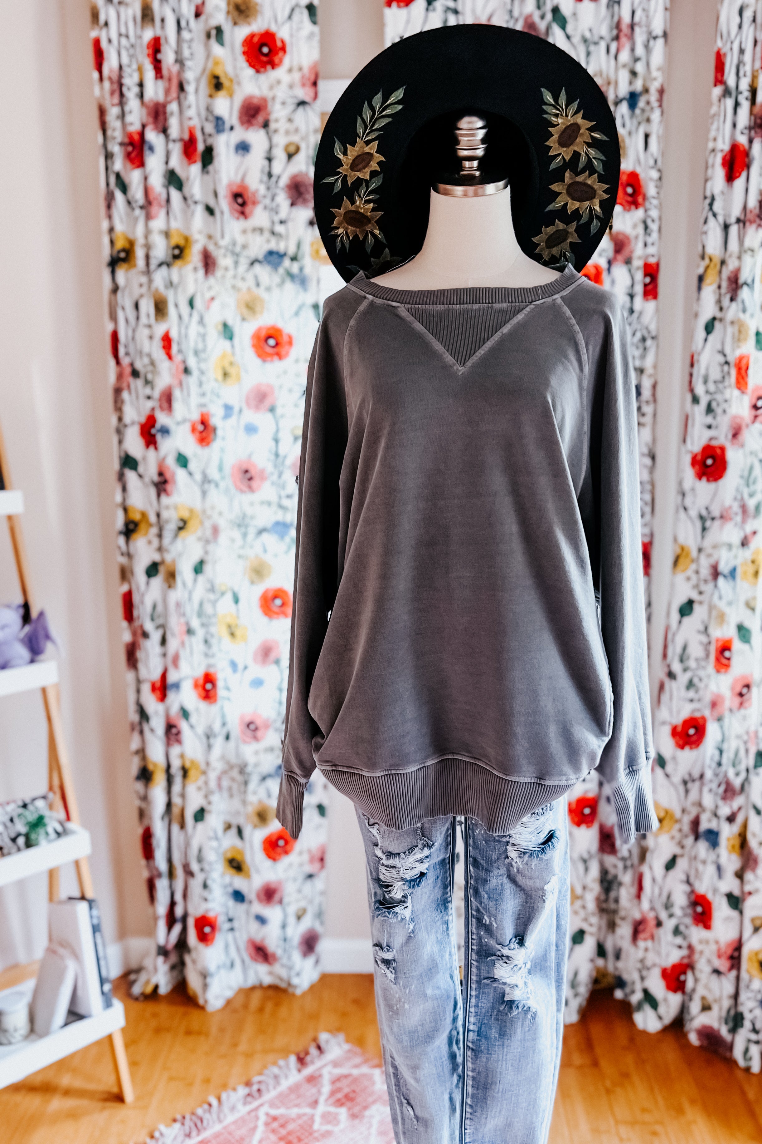 Let's Get Cozy Washed French Terry Pullover
