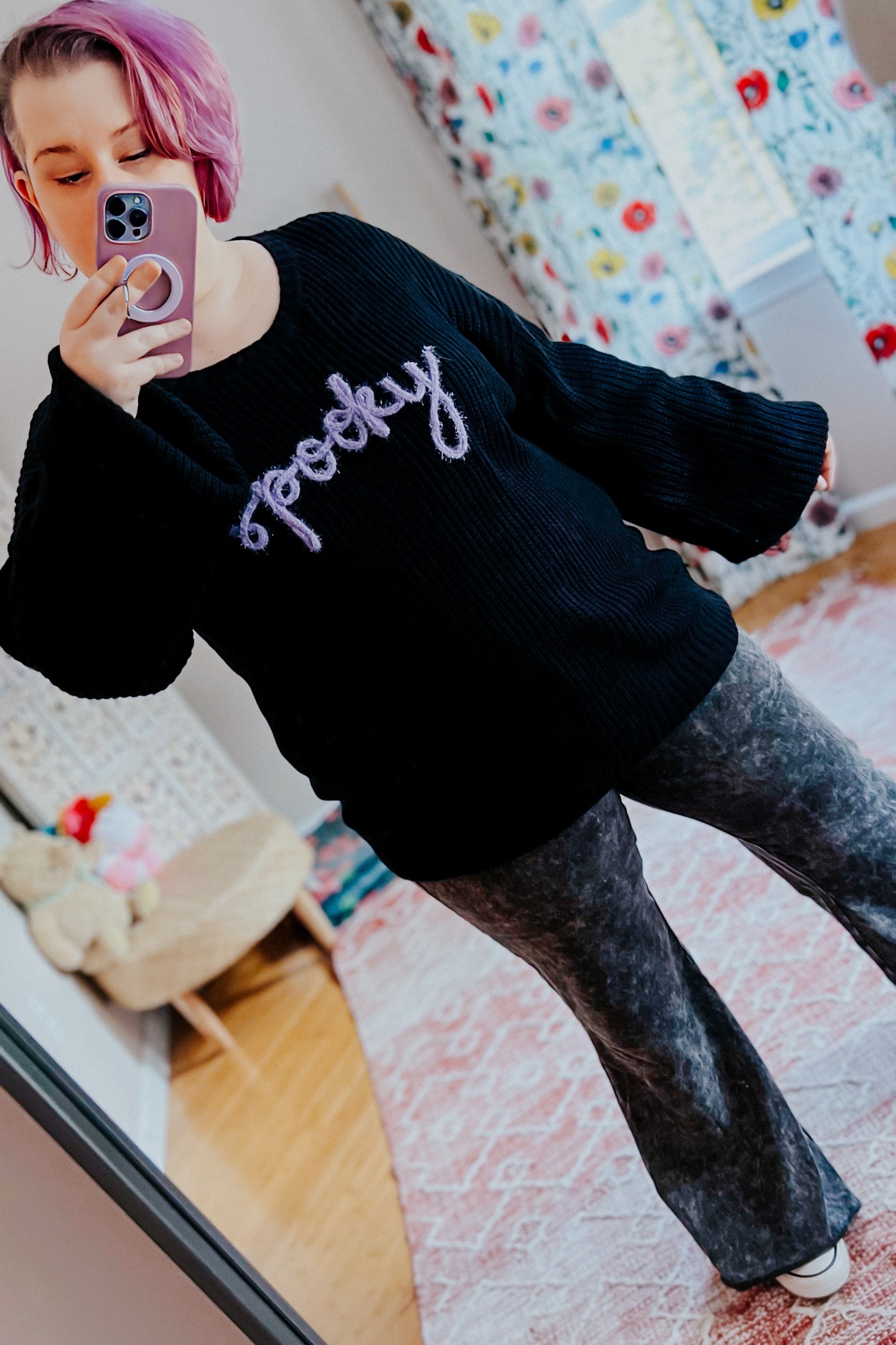 All Eyes On Me Embroidered "Spooky” Sweater