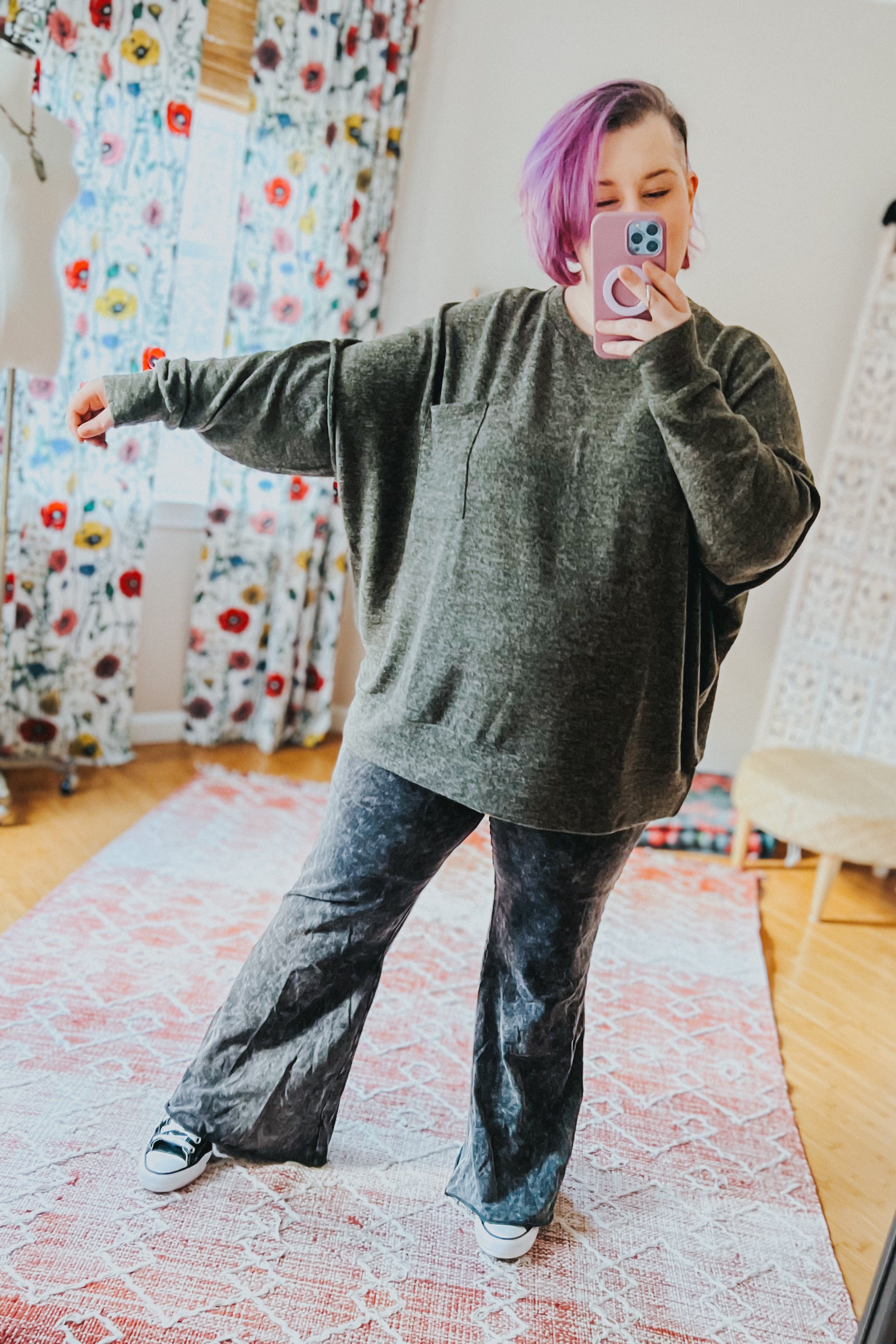 Stay Awhile Melange Sweater • Army Green