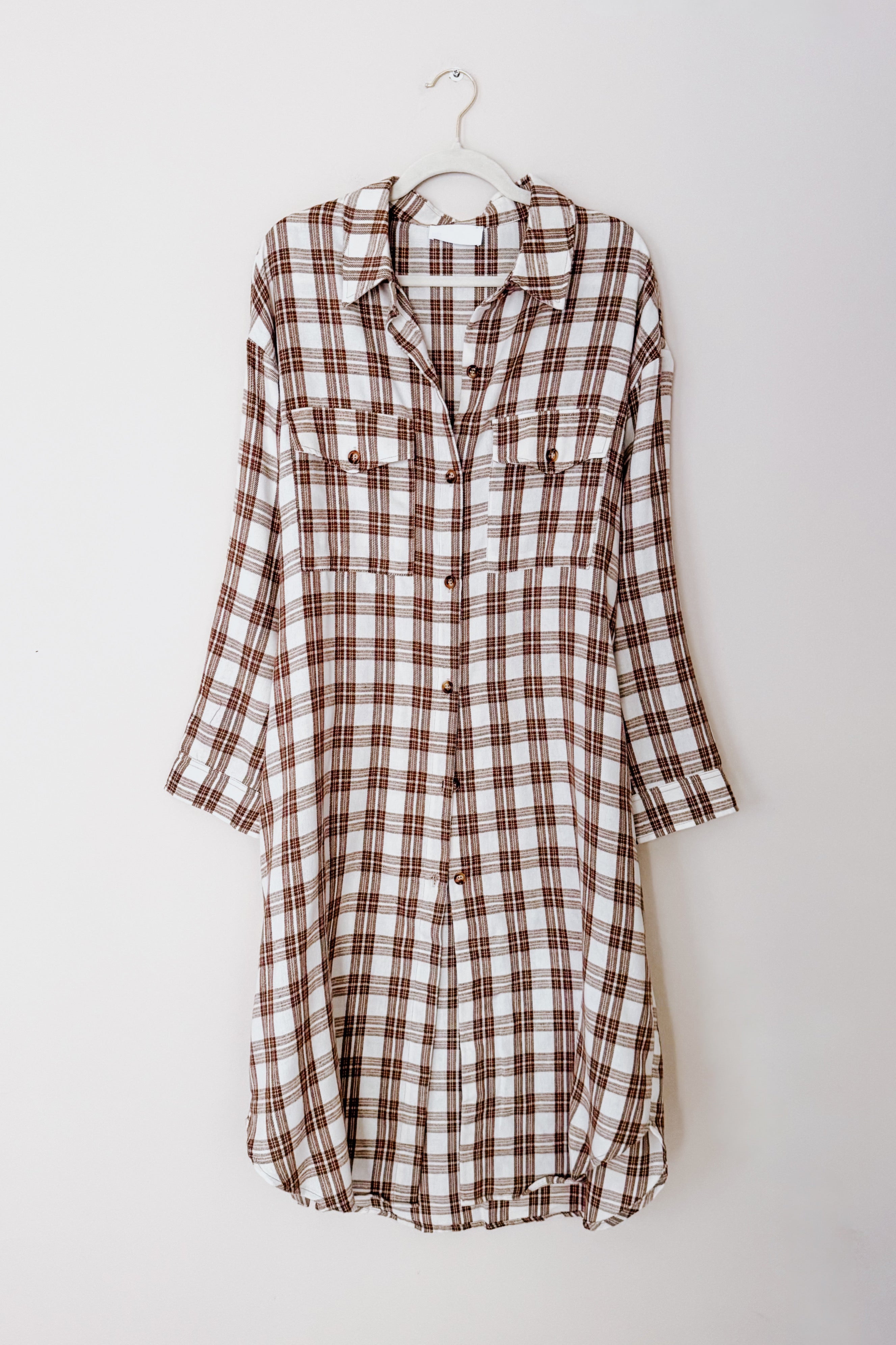 Playful in Plaid Button Down Cardigan Top • Mocha