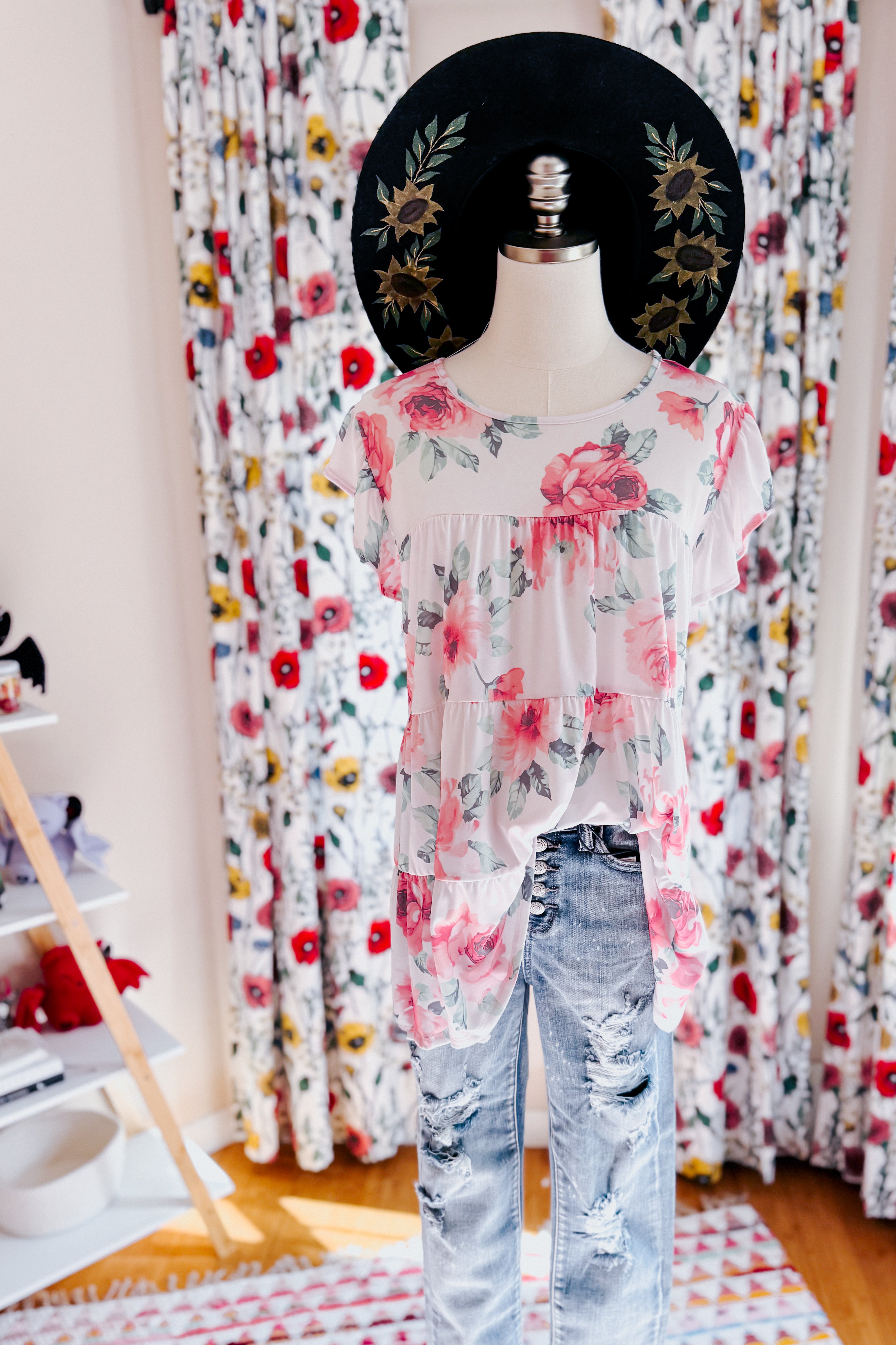 Blooming Grace Floral Tiered Top