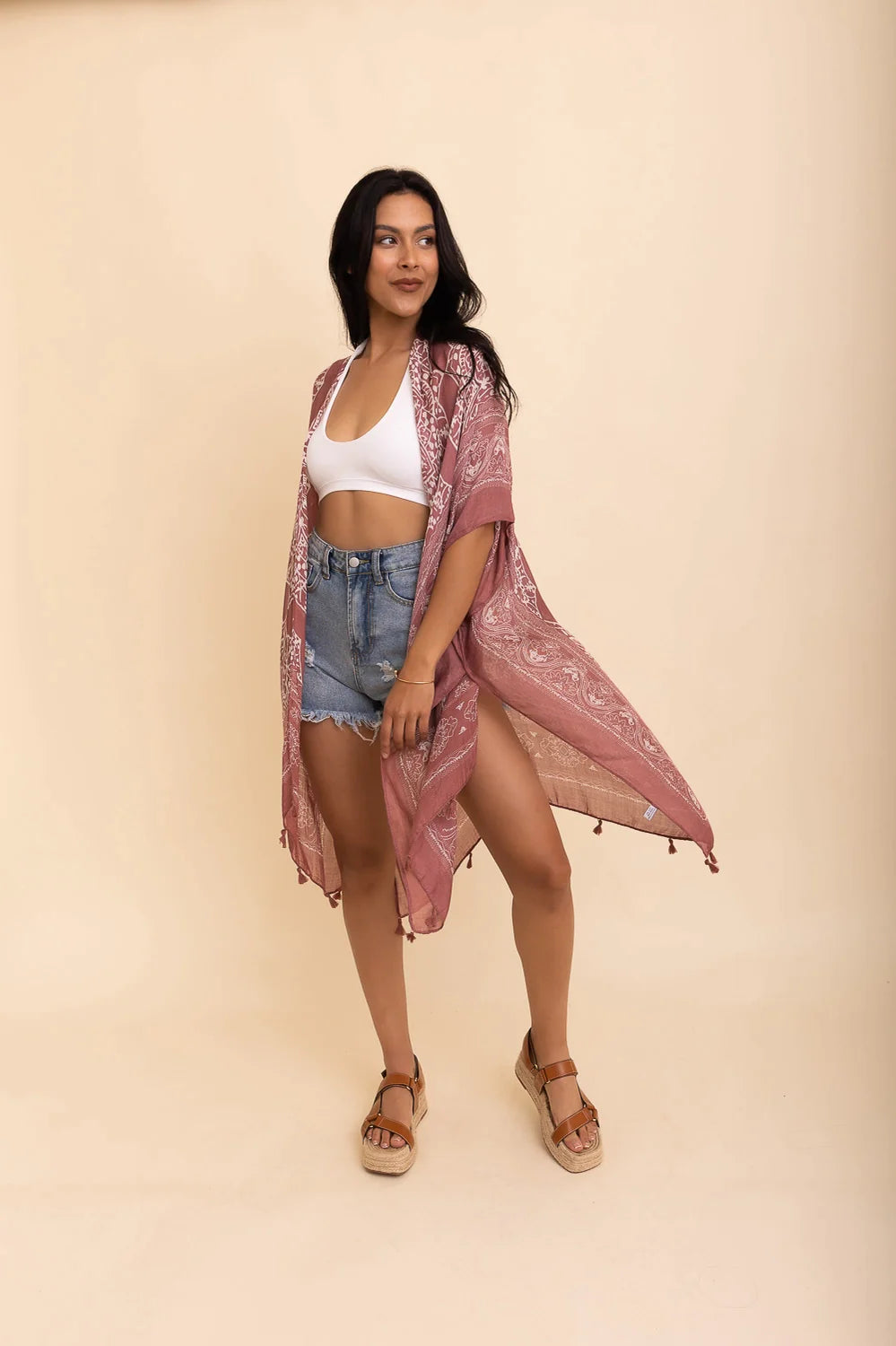 Took My Love Tassel Kimono • Rose - Atomic Wildflower