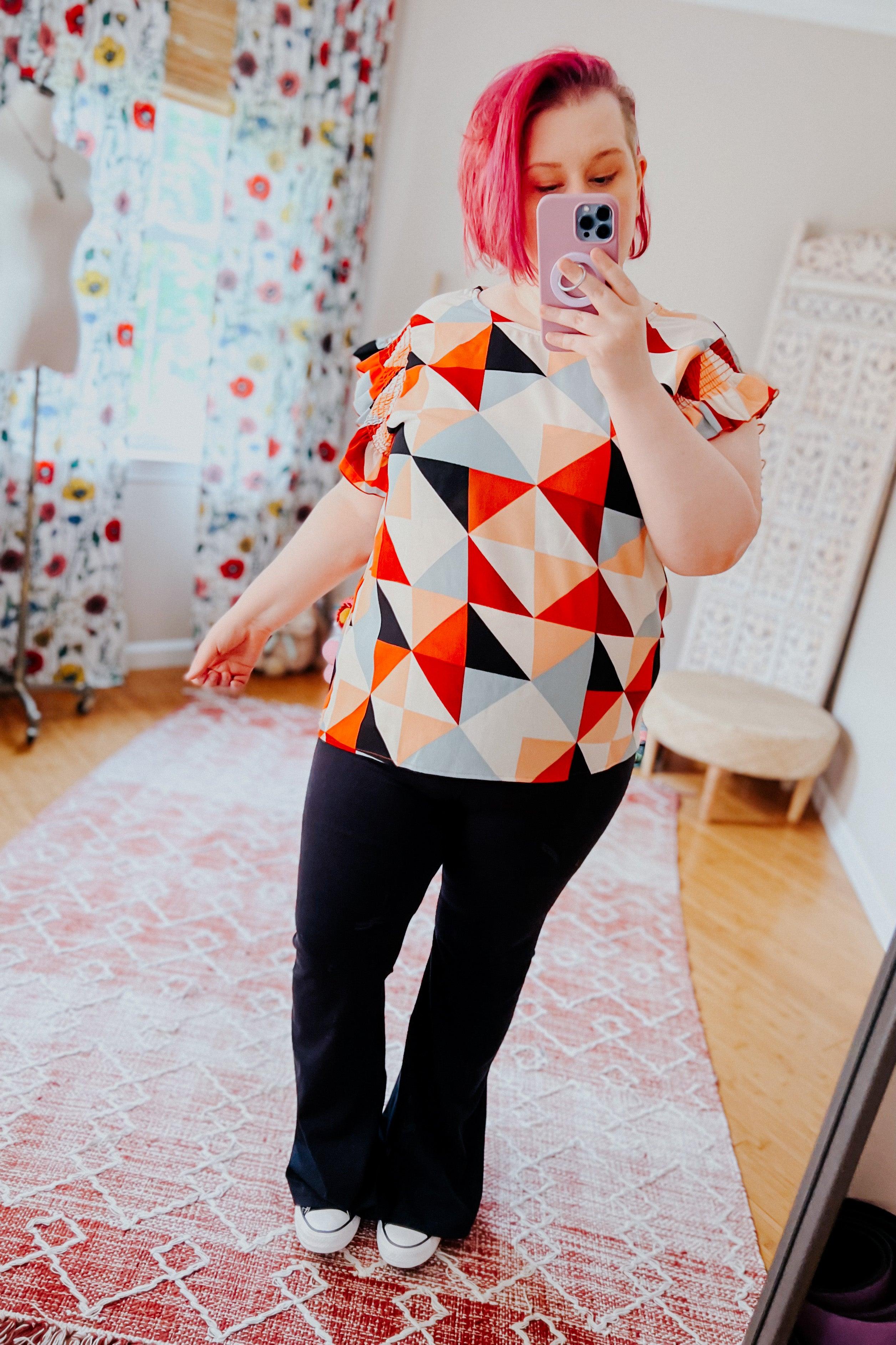 Make You Happy Frill Sleeve Top - Atomic Wildflower