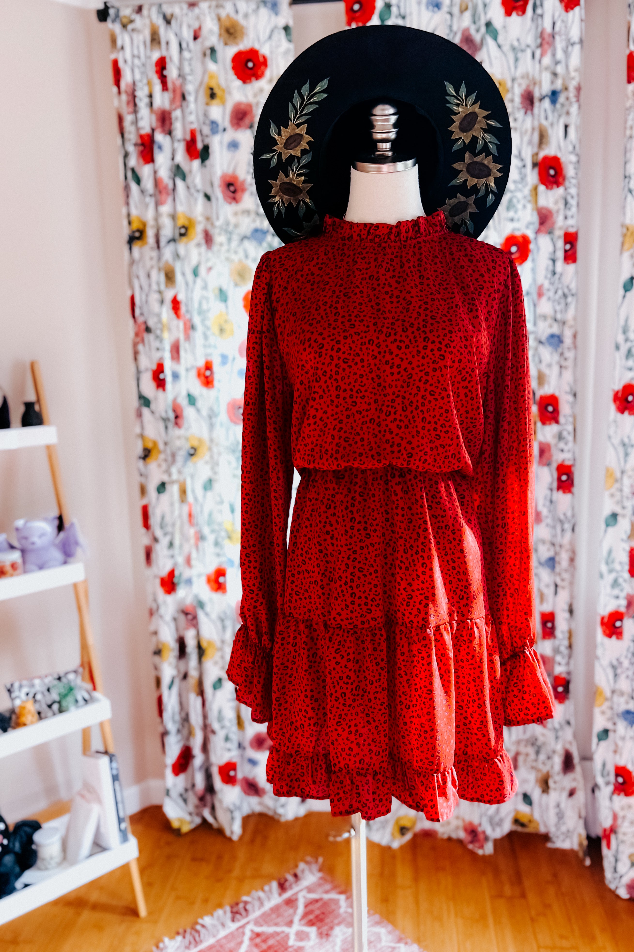 Simply Merry Animal Print Mock Neck Tiered Dress