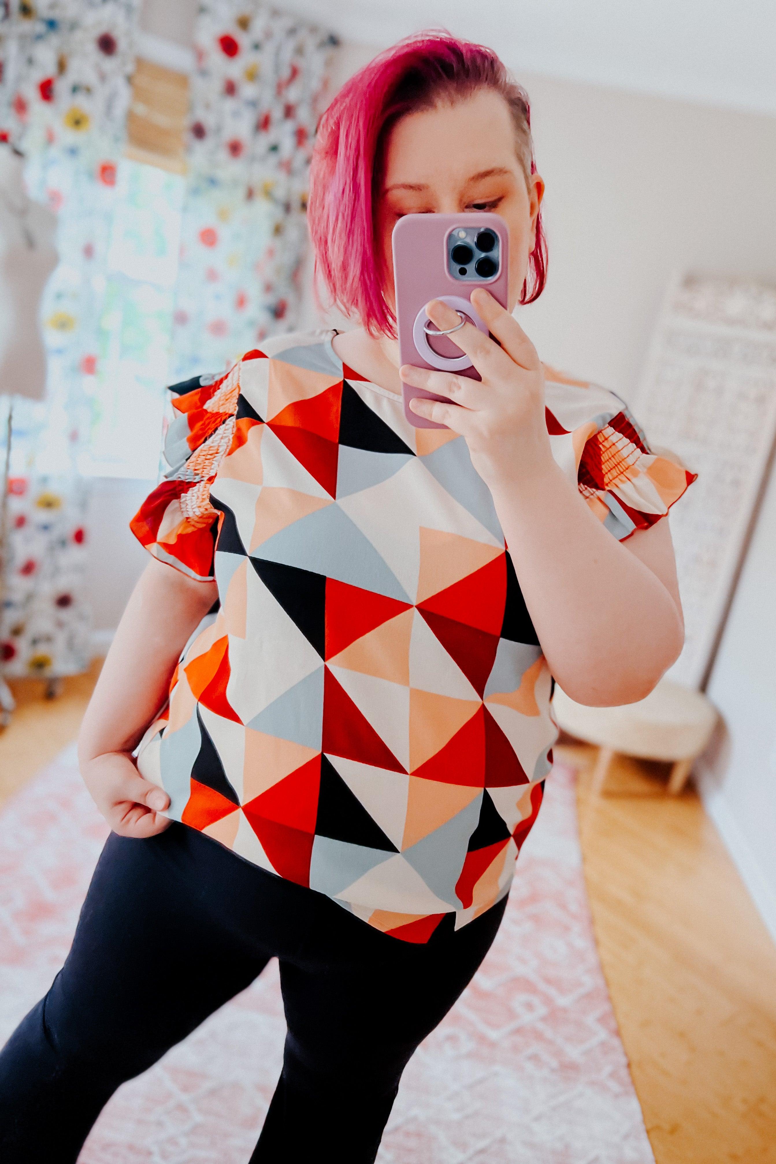 Make You Happy Frill Sleeve Top - Atomic Wildflower