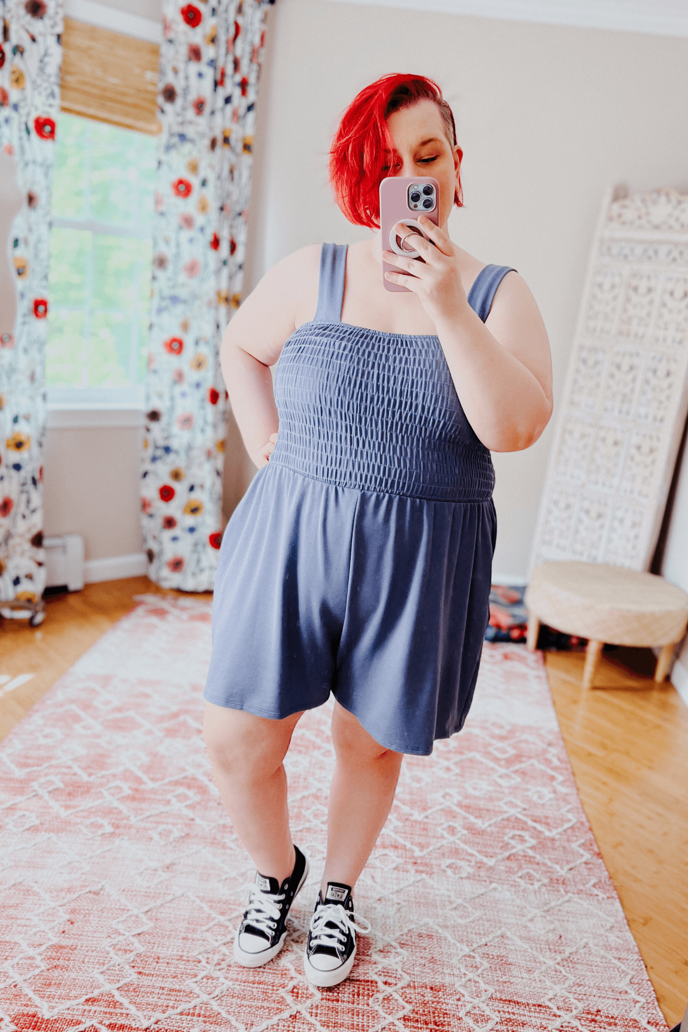 To The Sky Smocked Romper - Atomic Wildflower