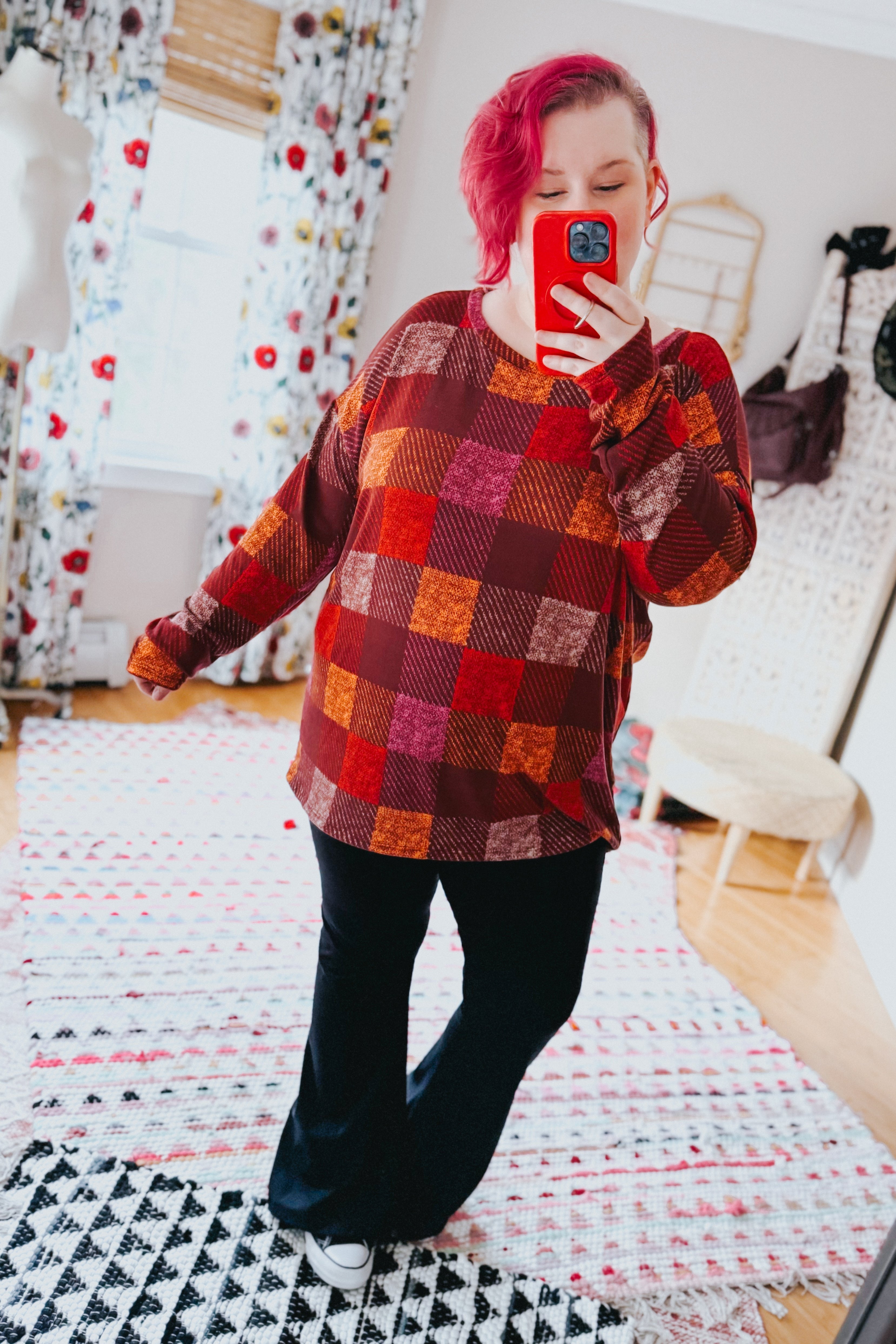 Penny For Your Thoughts Checkered Long Sleeve Top