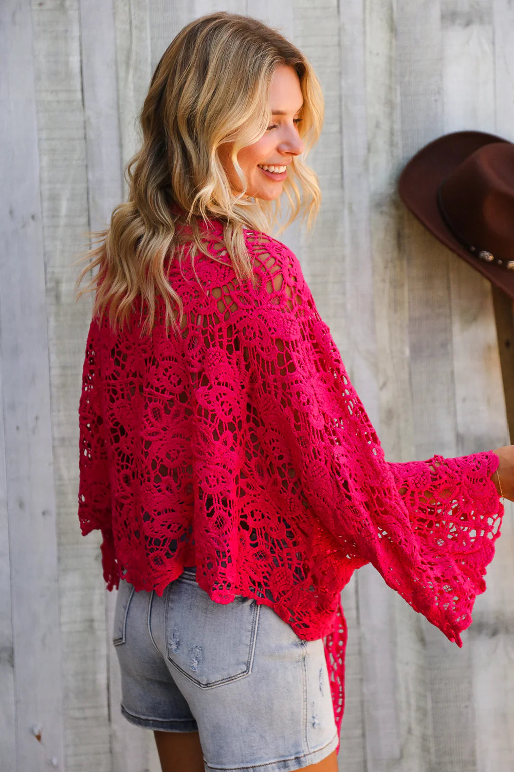 Nothing To Lose Crochet Front Tie Bell Sleeve Cardigan