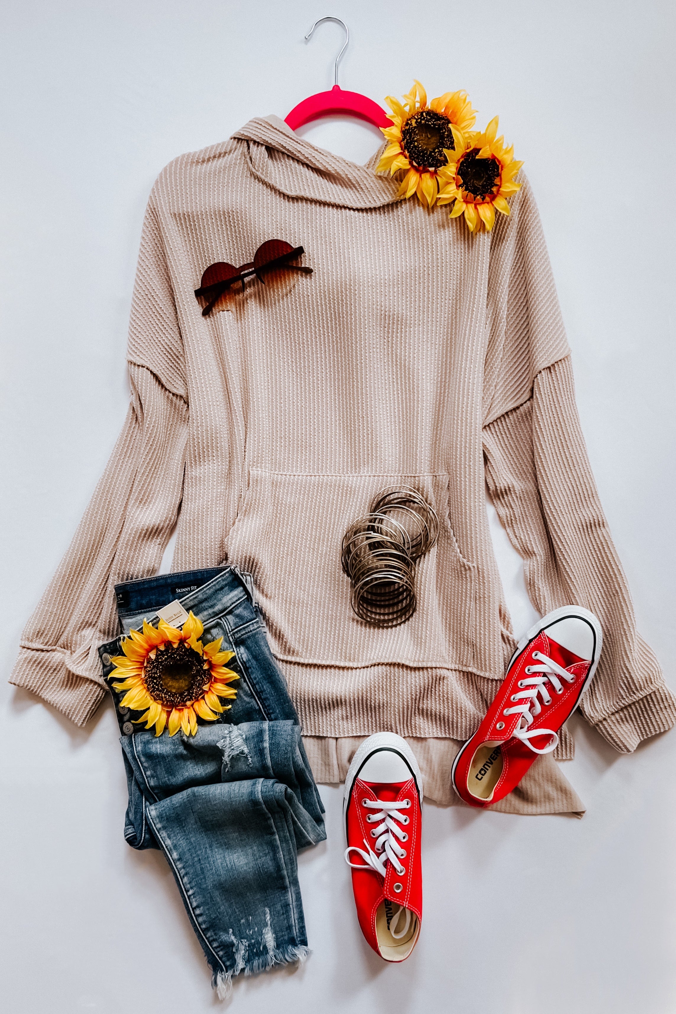 Cozy Up Mineral Wash Rib Knit Hoodie • Taupe