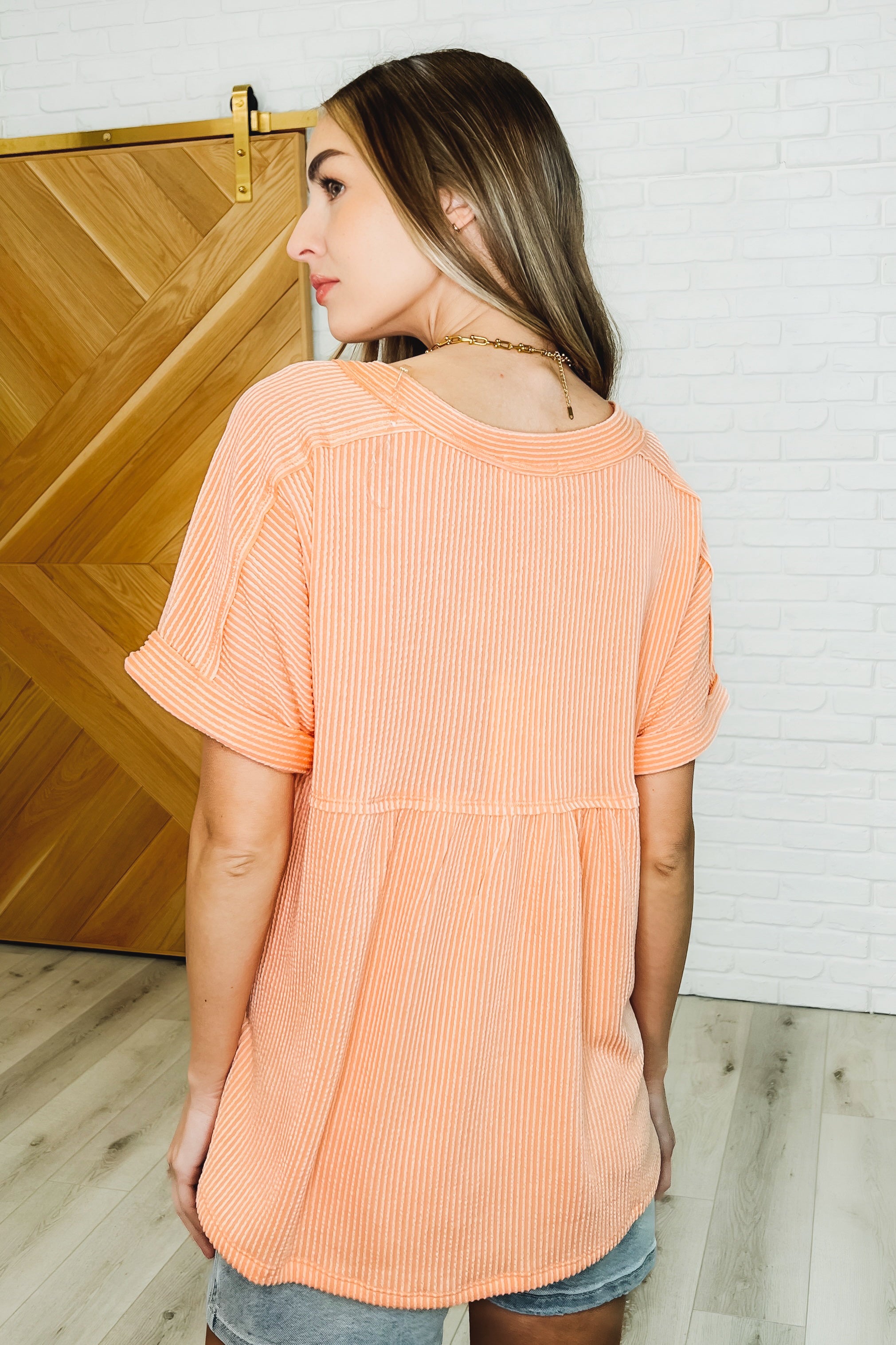 Plain and Sassy V-Neck Tee • Champagne Peach