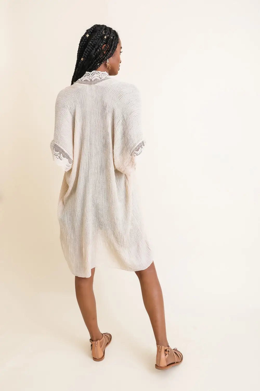 Step Out Scallop Lace Trim Kimono • Ivory - Atomic Wildflower