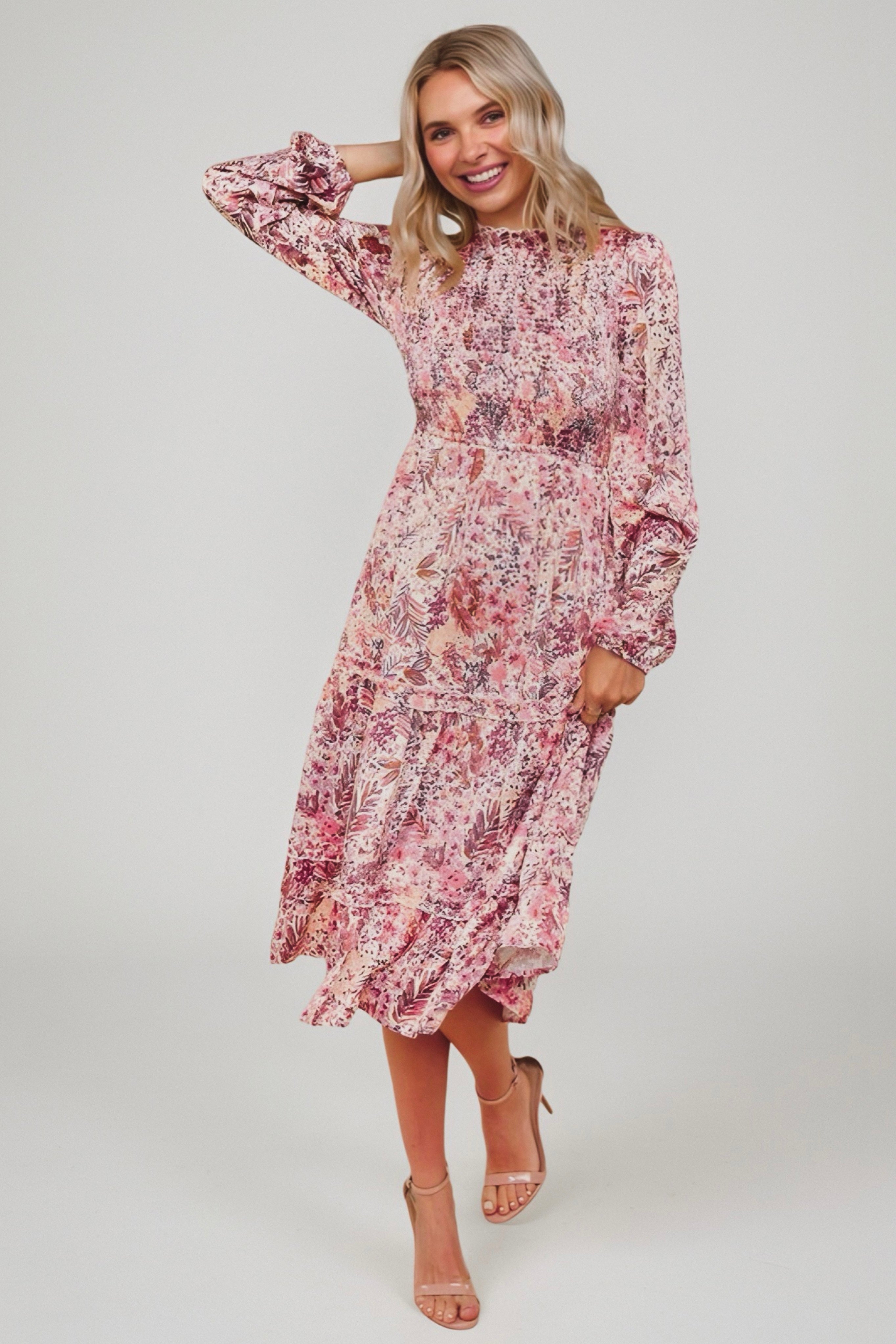 Bloom and Twirl Satin Floral Dress