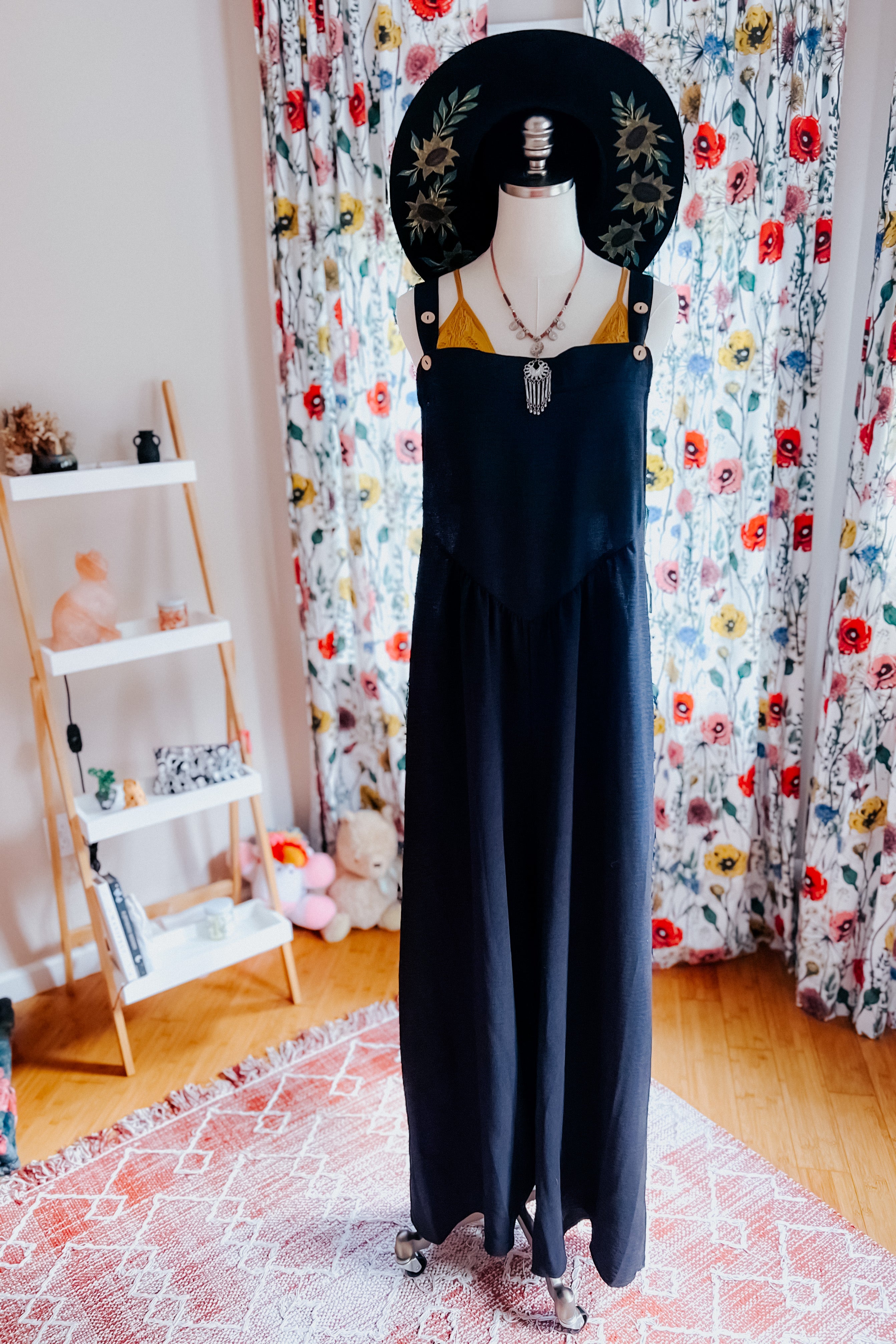 Float Away Wide Leg Overalls • Black