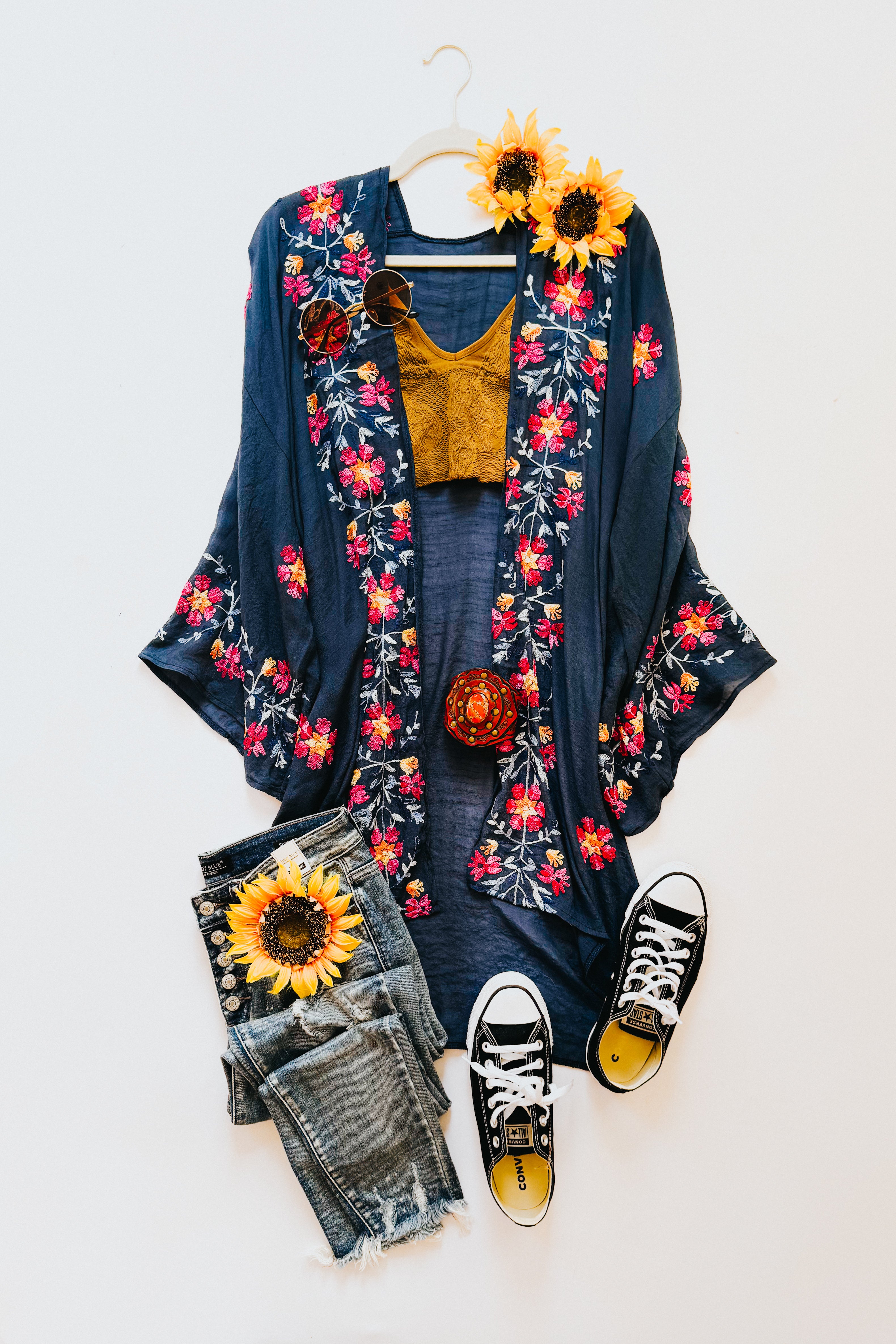 The Sweet Life Embroidered Duster • Navy