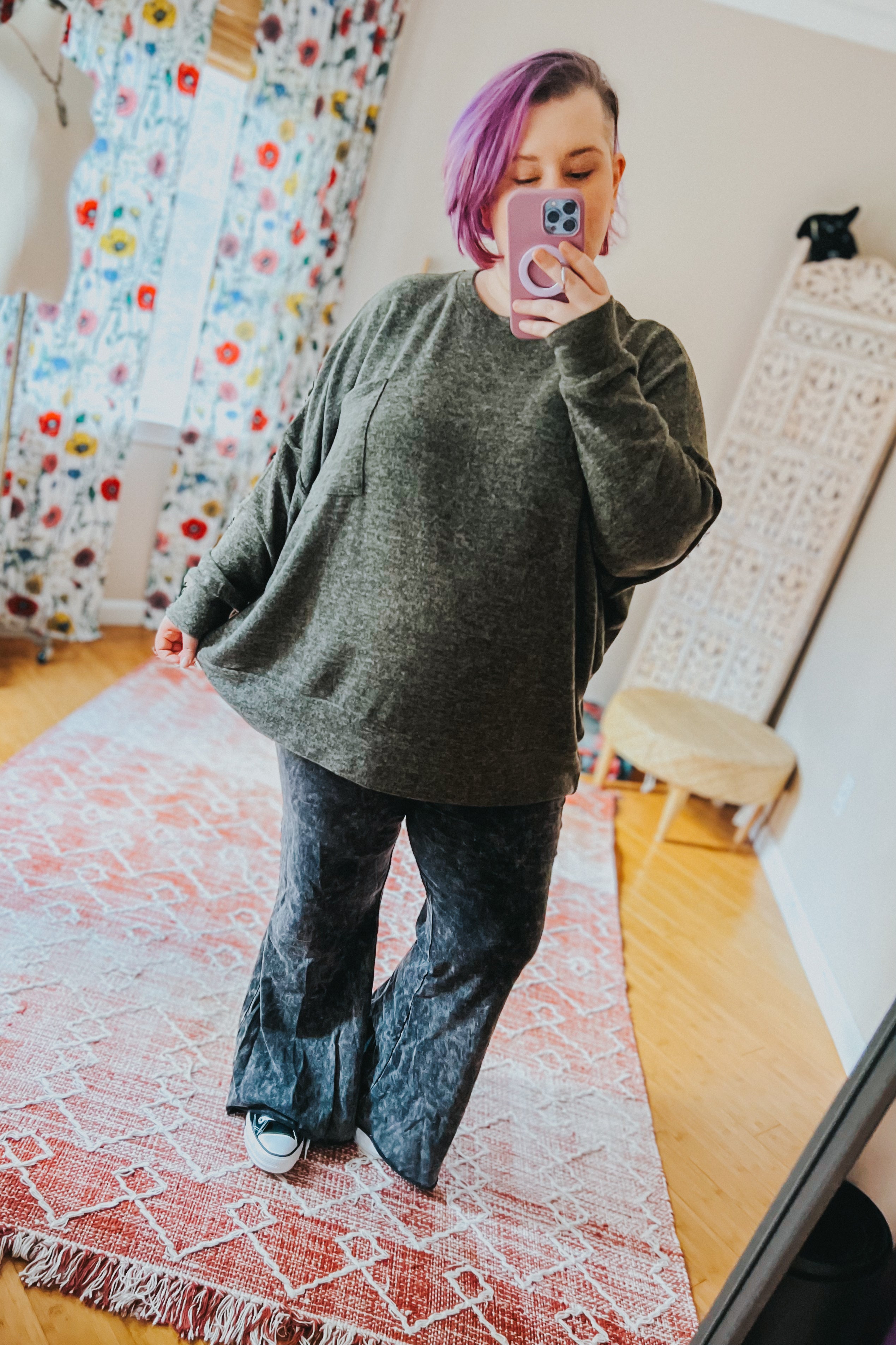 Stay Awhile Melange Sweater • Army Green