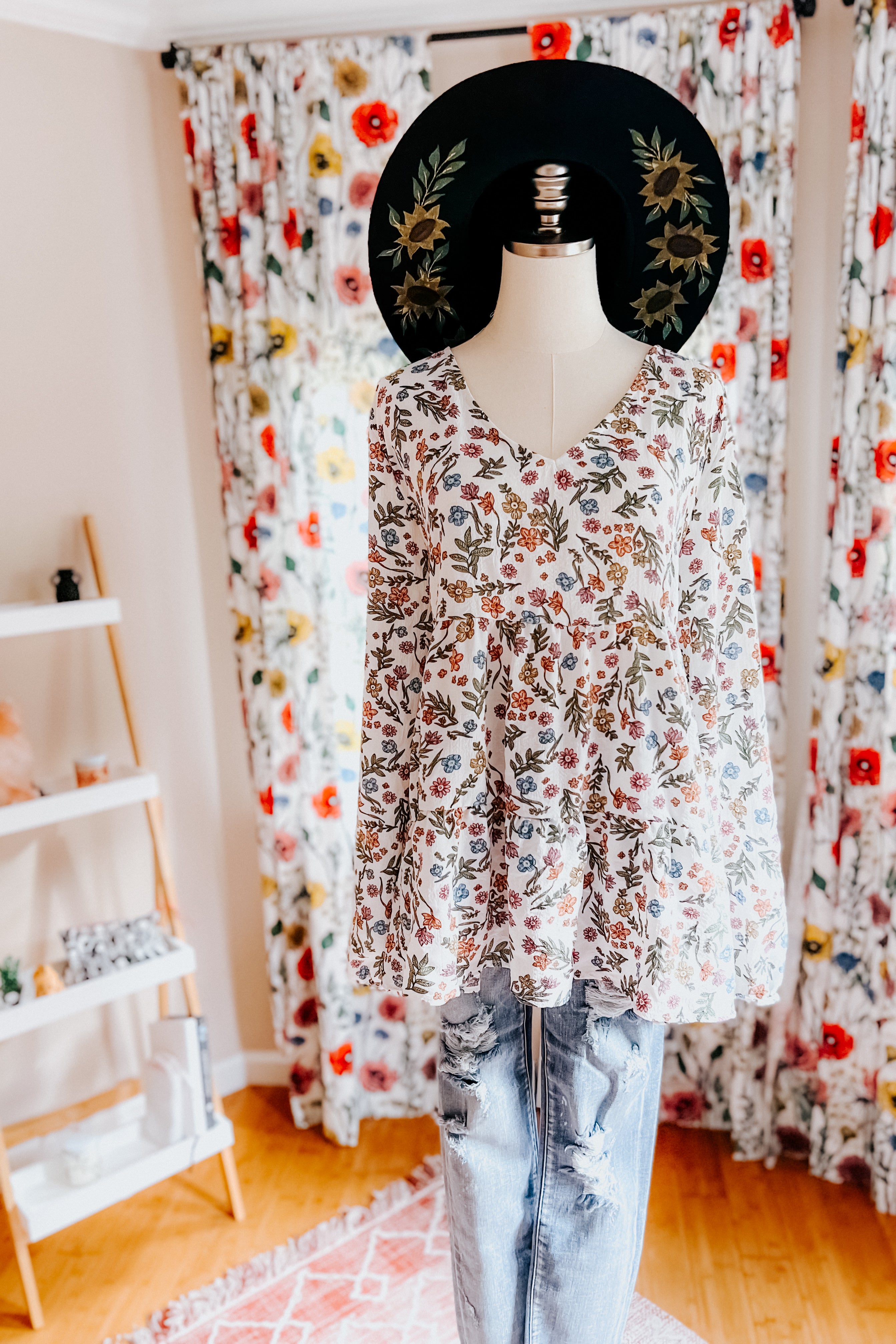 I Think I Can V-Neck Floral Top
