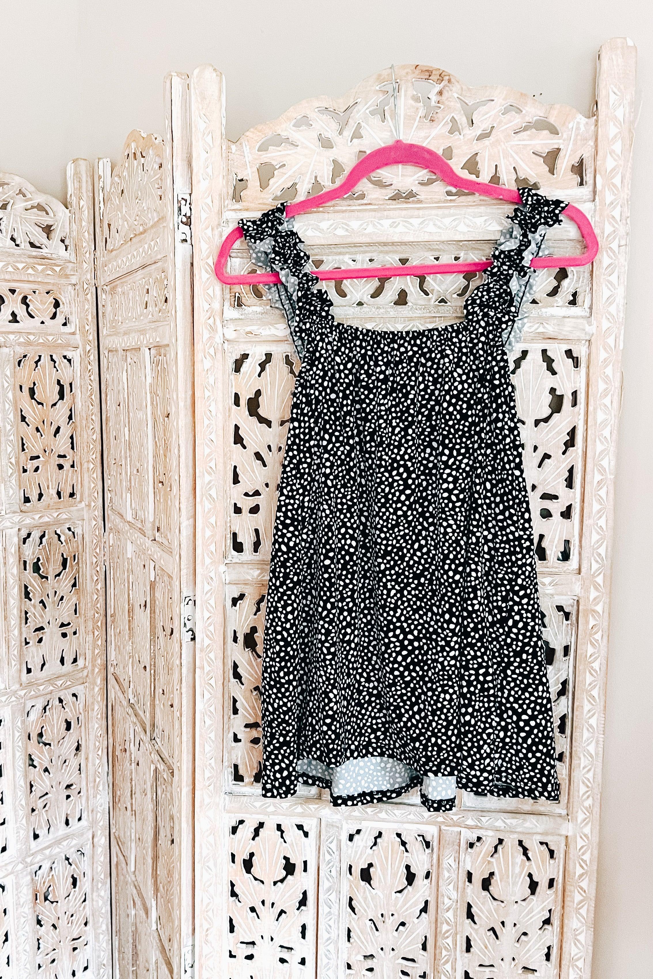 Sweet Spots Frill Shoulder Tank • Black