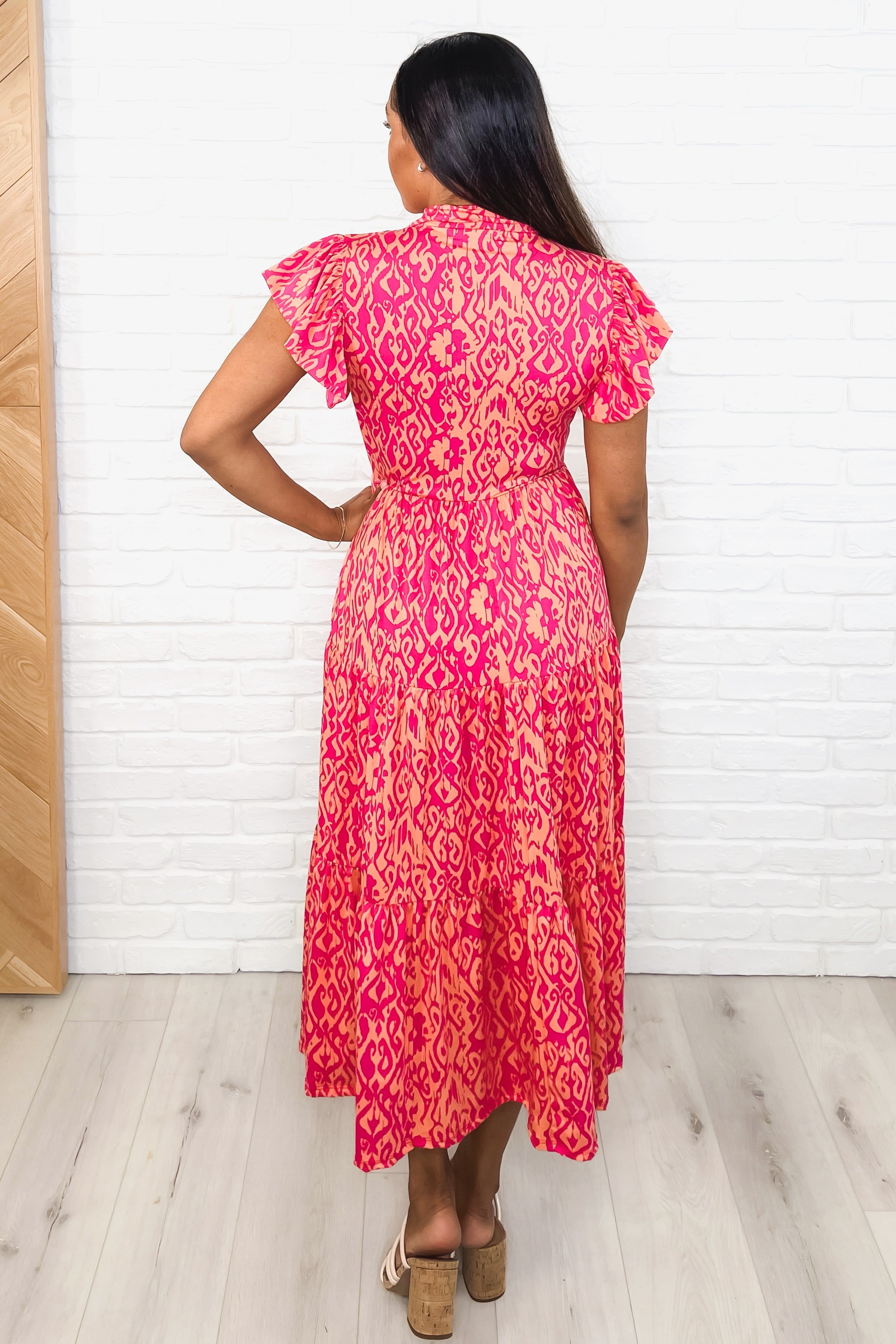 The Way You Move Flutter Sleeve Dress • Fuchsia