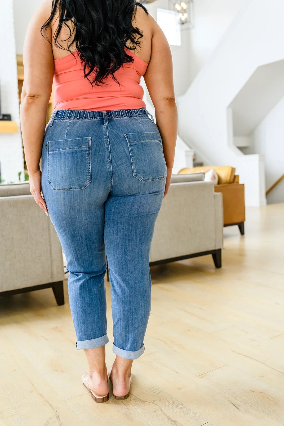 Payton Pull On Denim Joggers - Atomic Wildflower