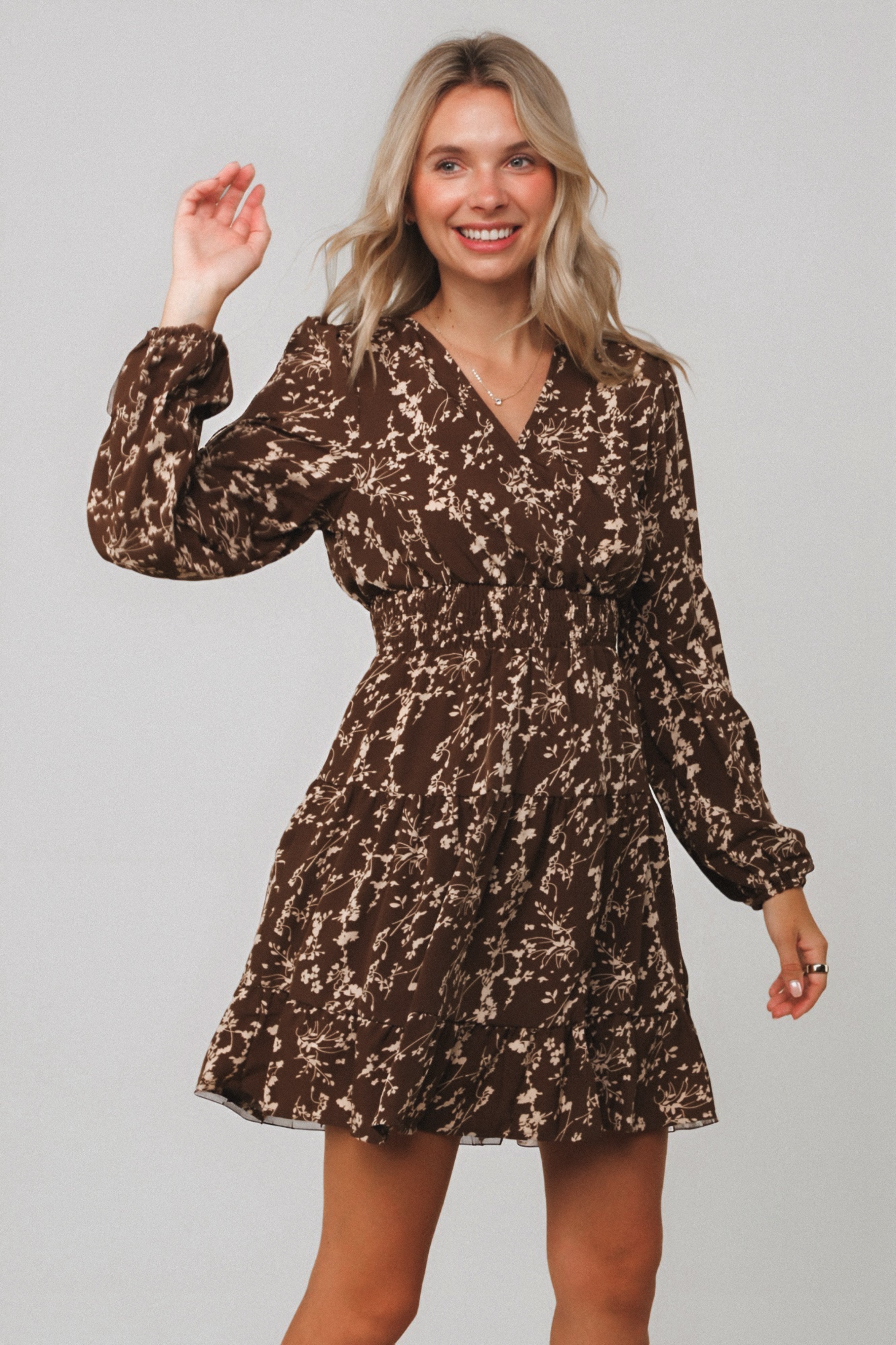 Cocoa Blossom Smocked Waist Dress