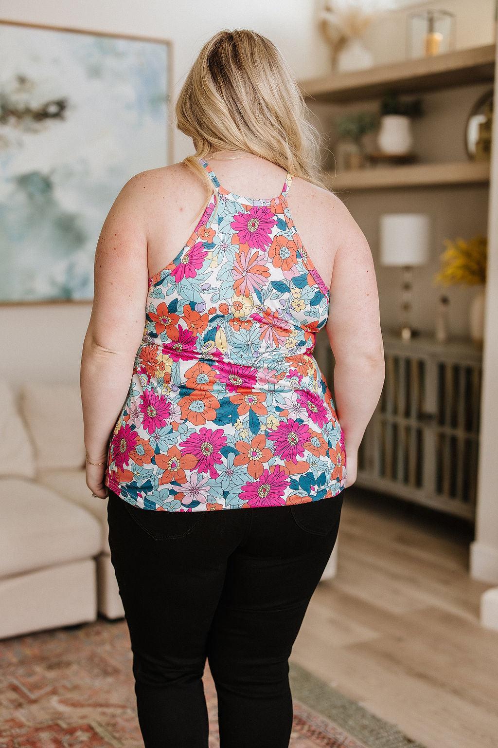 Festival Season Floral Halter Tank - Atomic Wildflower