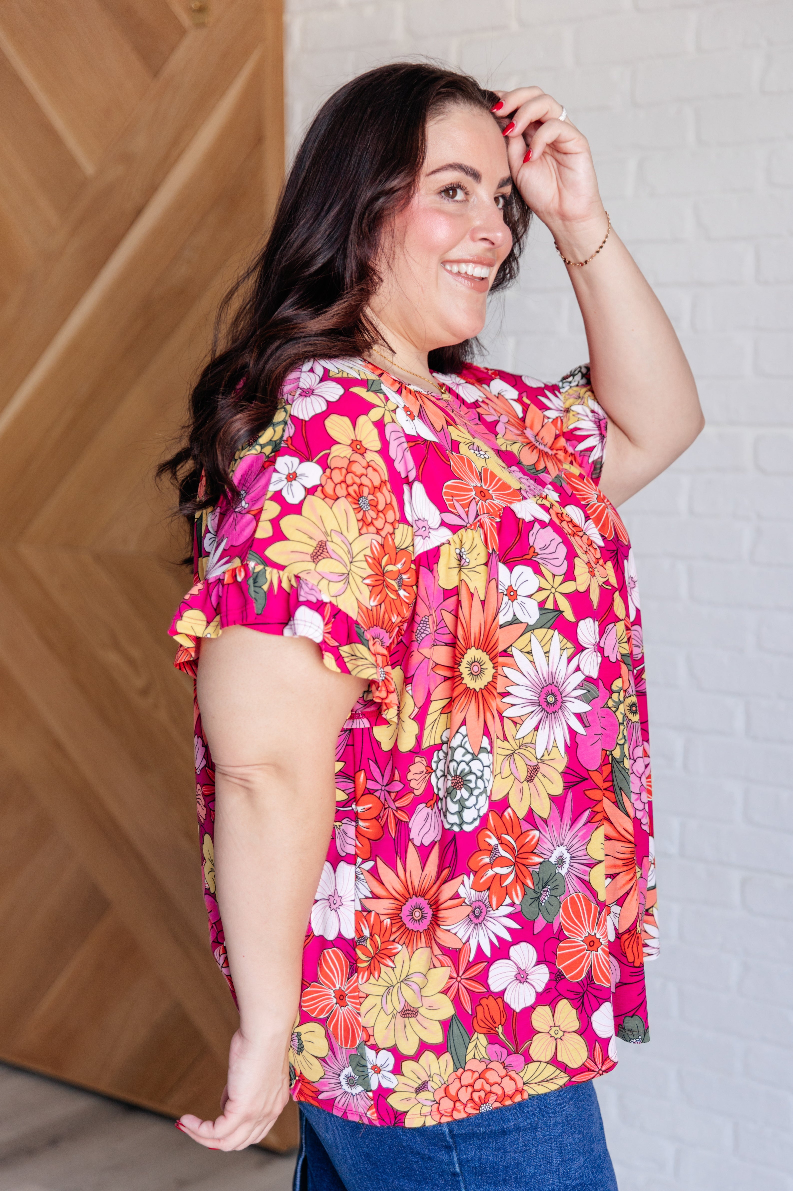 Flit About Floral Top • Pink