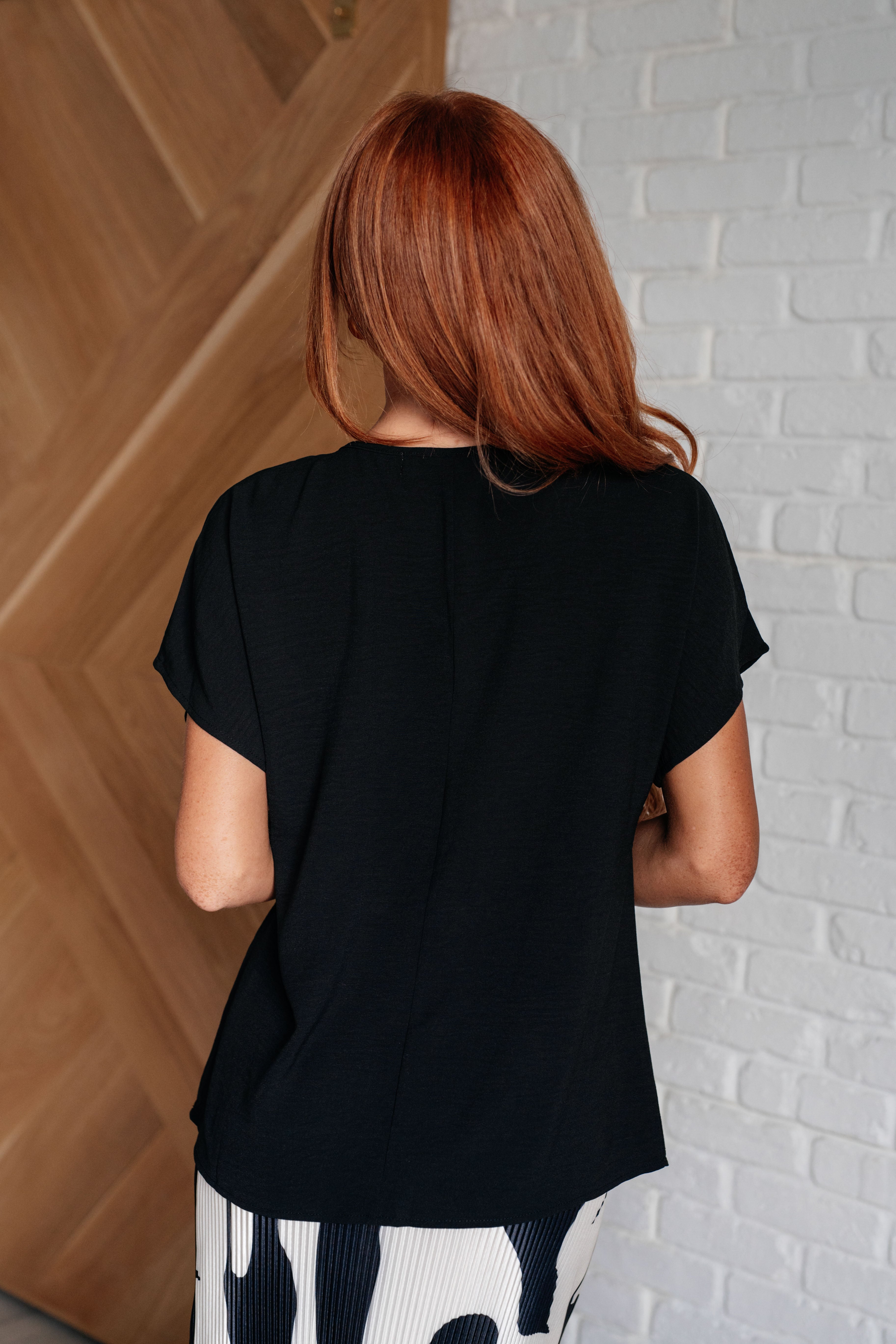 Frequently Asked Questions V-Neck Top • Black