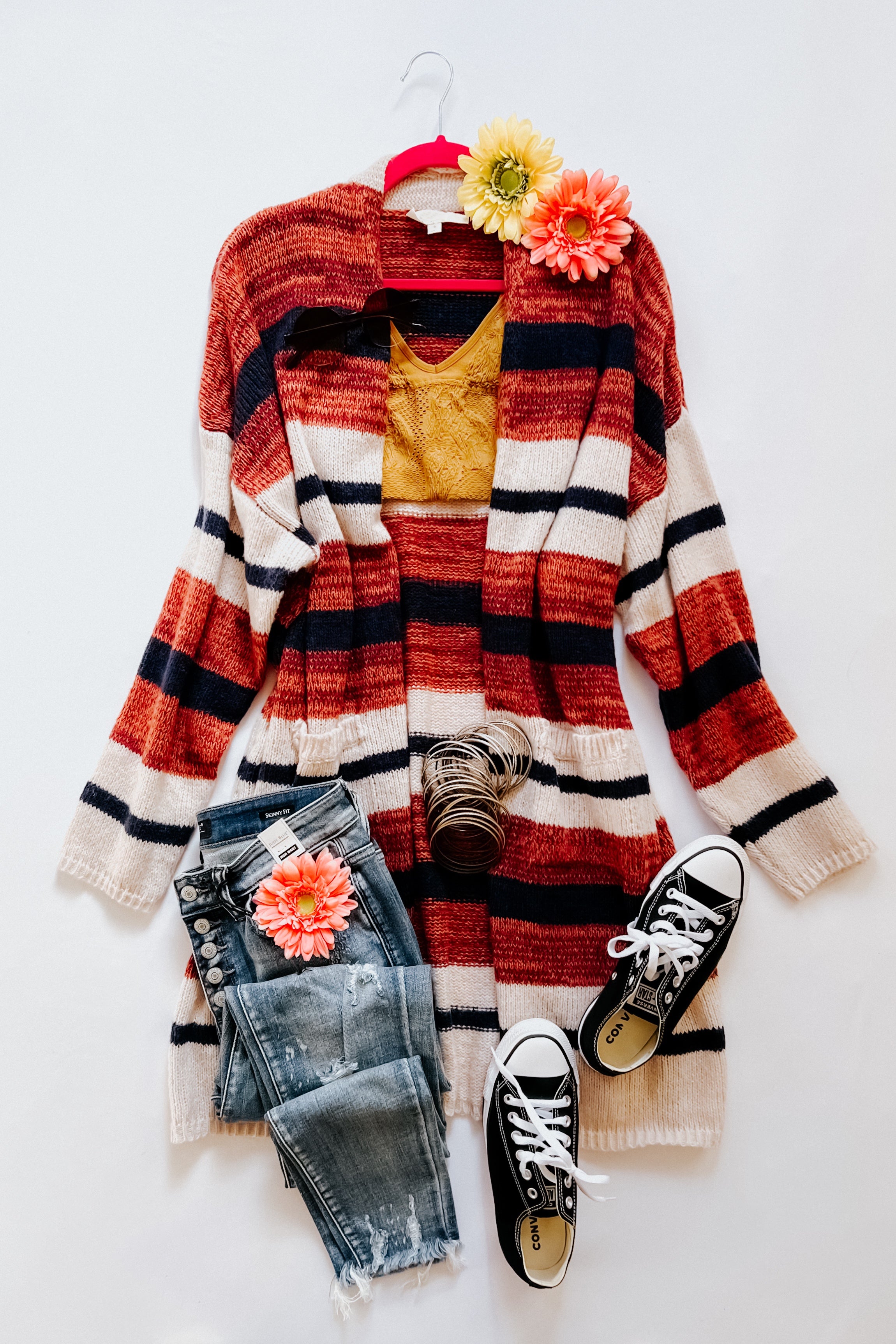 All Put Together Striped Pocketed Cardigan