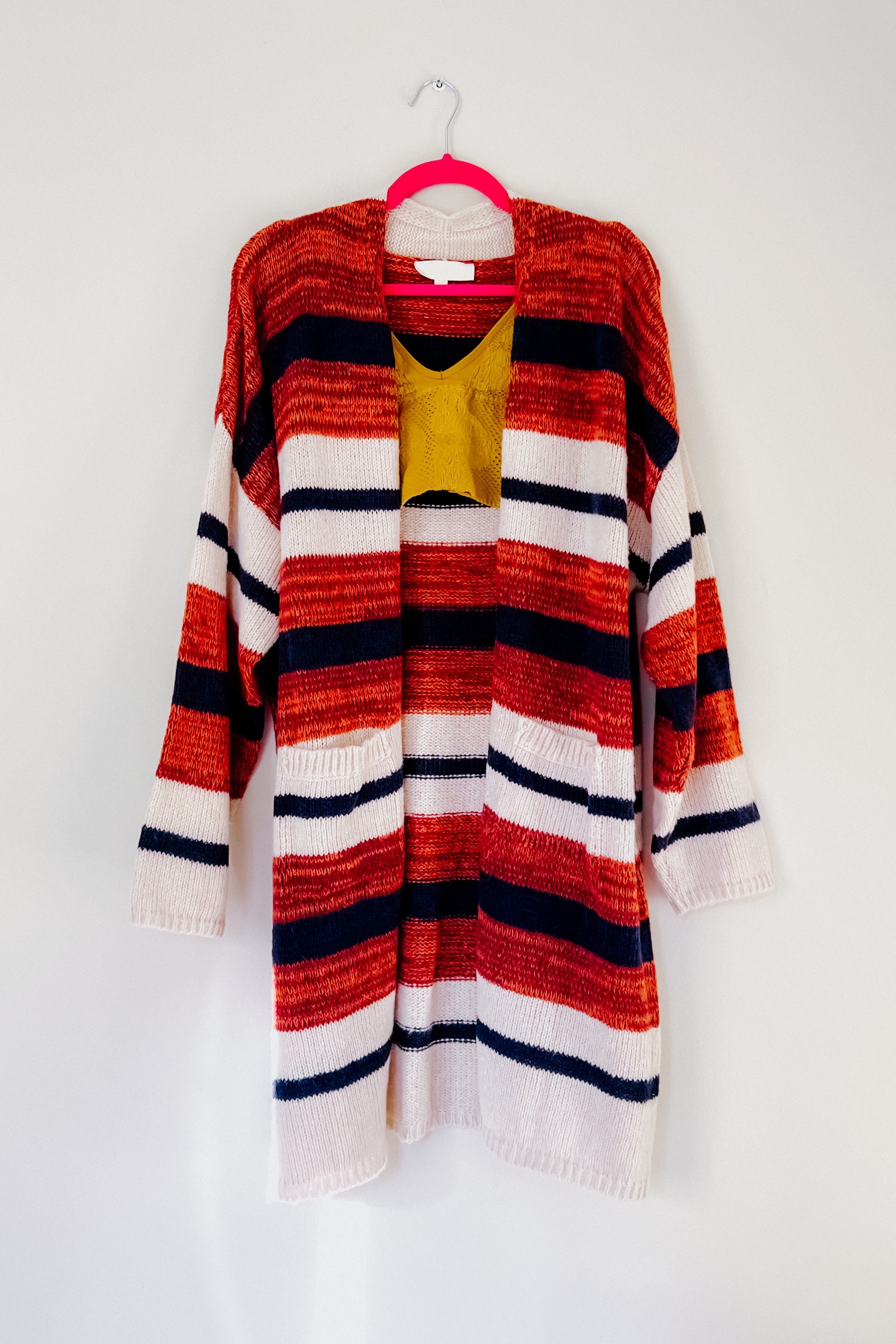 All Put Together Striped Pocketed Cardigan