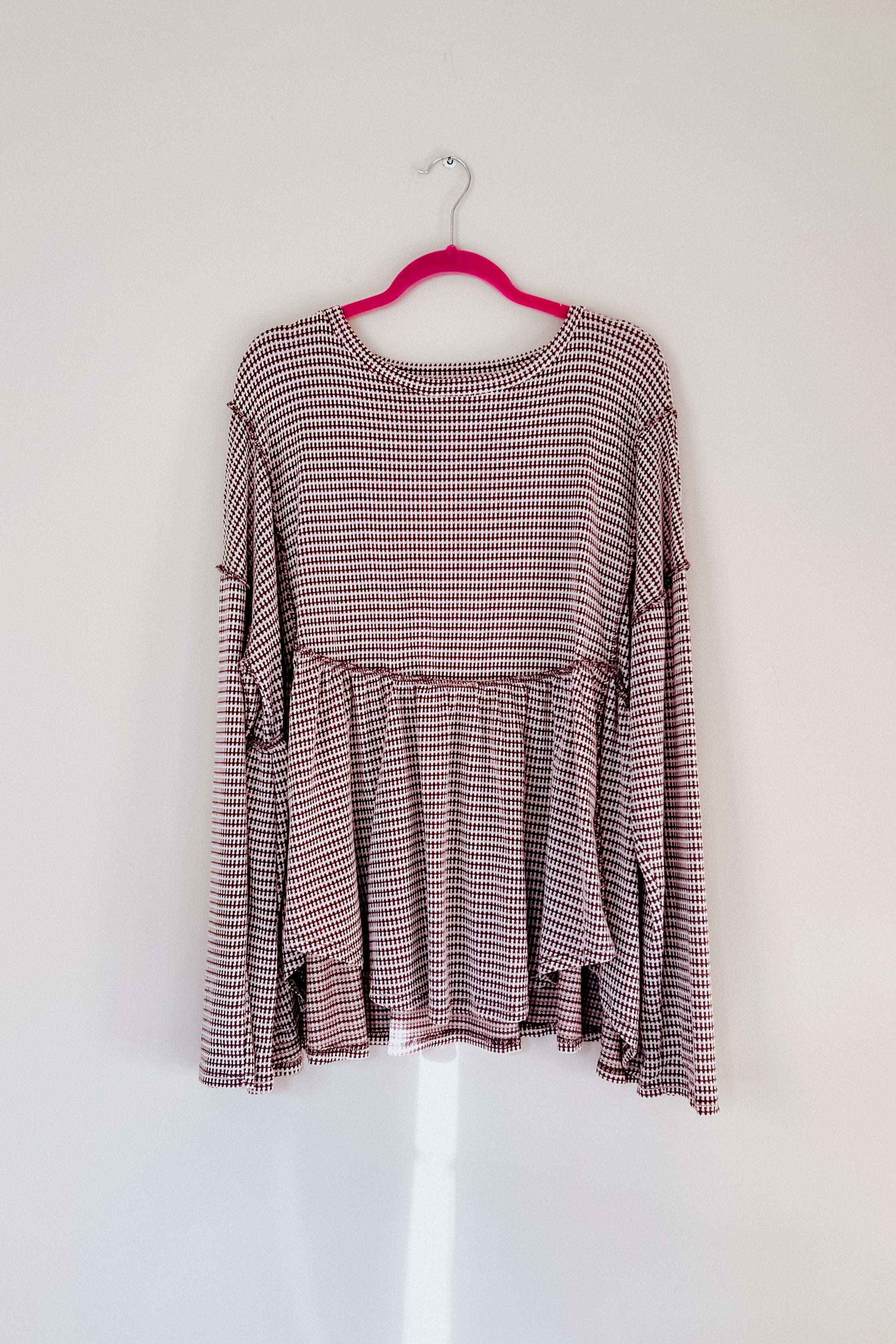 Fall Days Two Tone Jacquard Knit Babydoll Top
