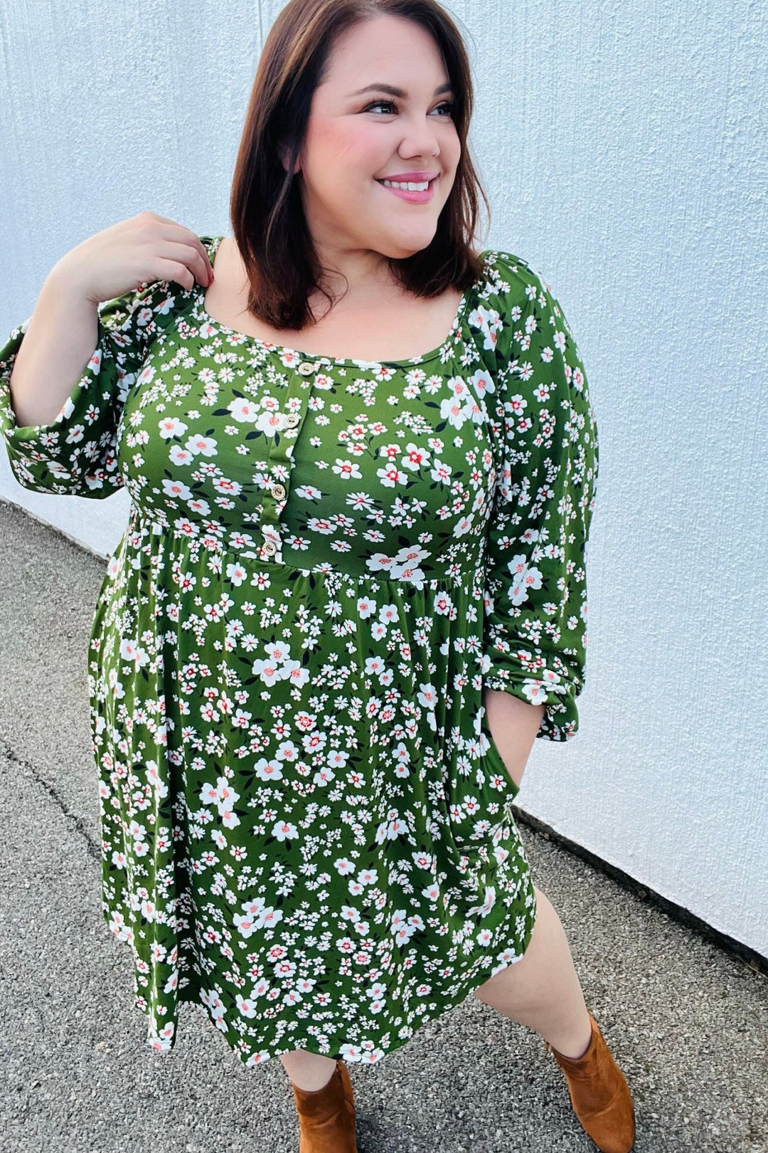 Positive Perceptions Ditsy Floral Square Neck Dress