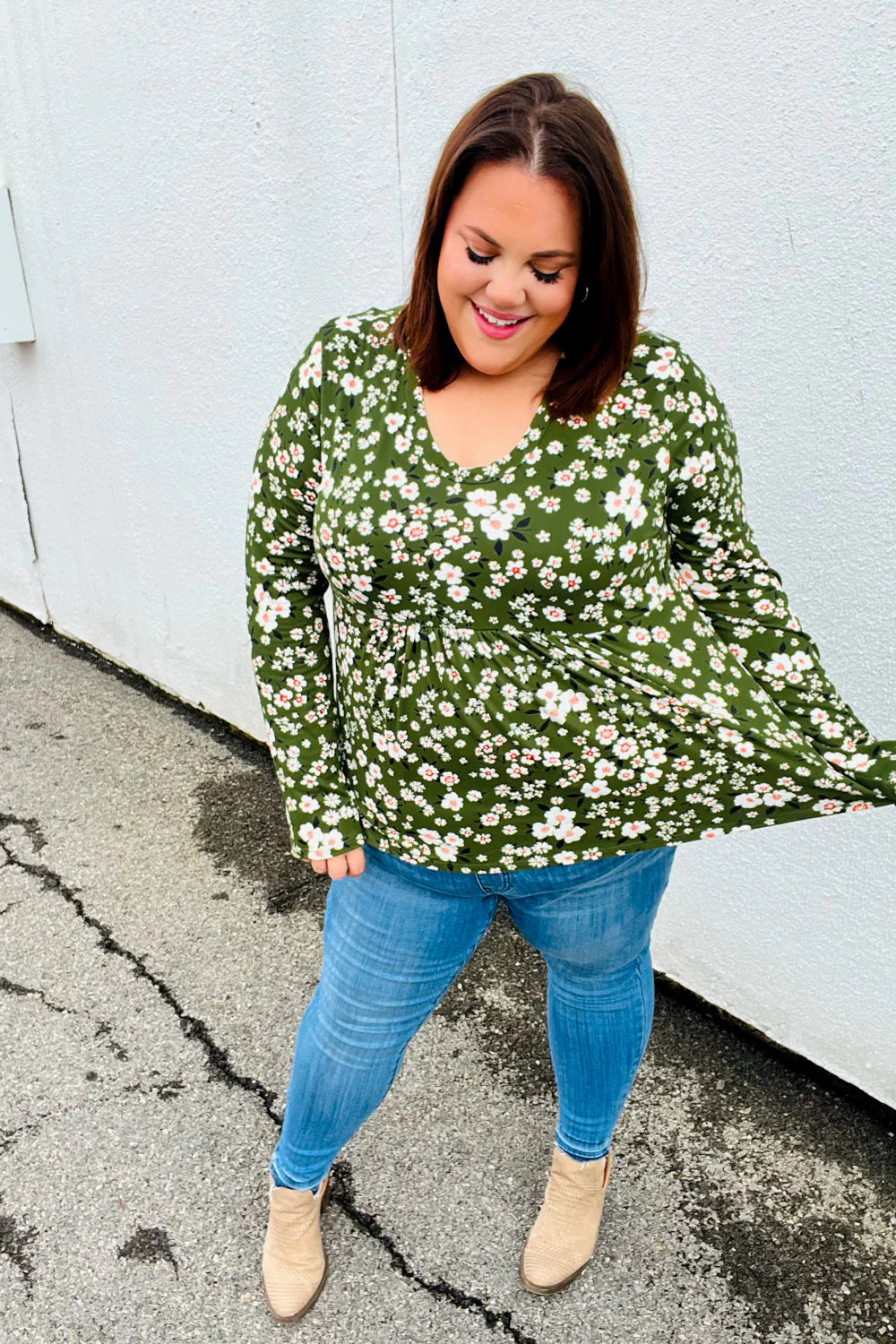 Picking Daisies Floral Print Babydoll Top