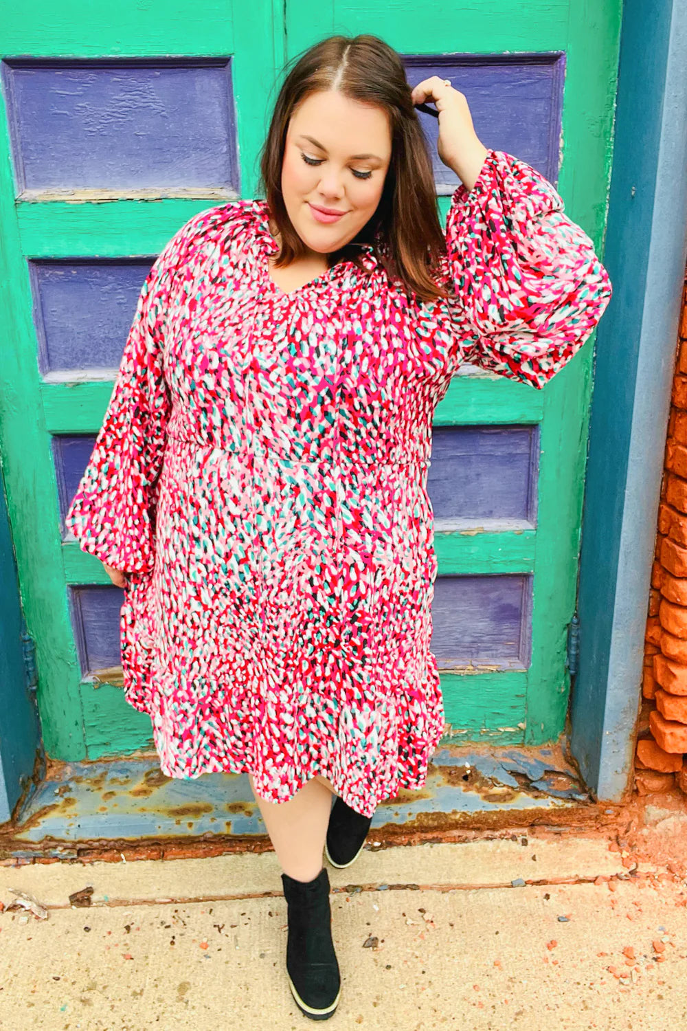 Ruffles & Champagne V Neck Ruffle Dress