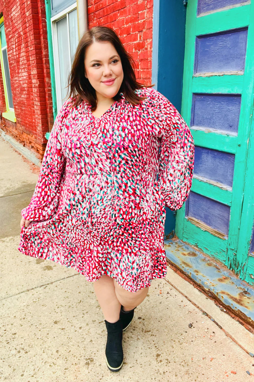 Ruffles & Champagne V Neck Ruffle Dress